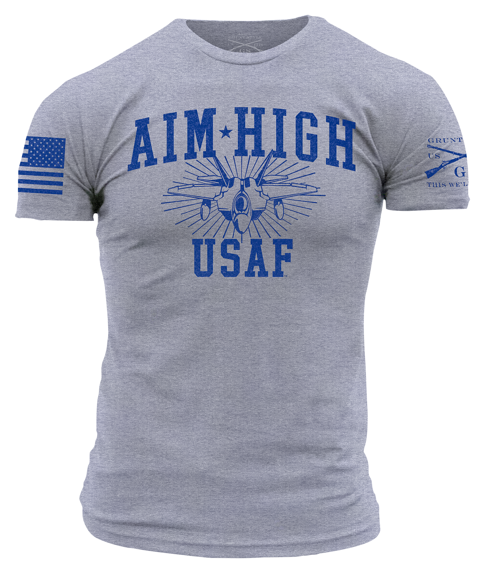 Image of Grunt Style USAF Aim High Short-Sleeve T-Shirt - Heather Gray - 4XL