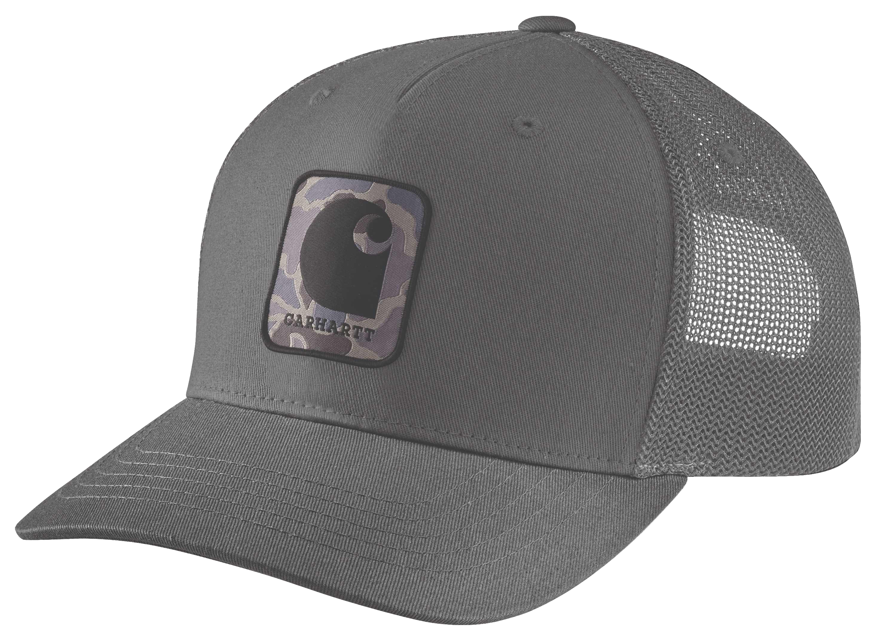 Image of Carhartt Rugged Flex Twill Camo Patch Mesh-Back Cap - Gravel