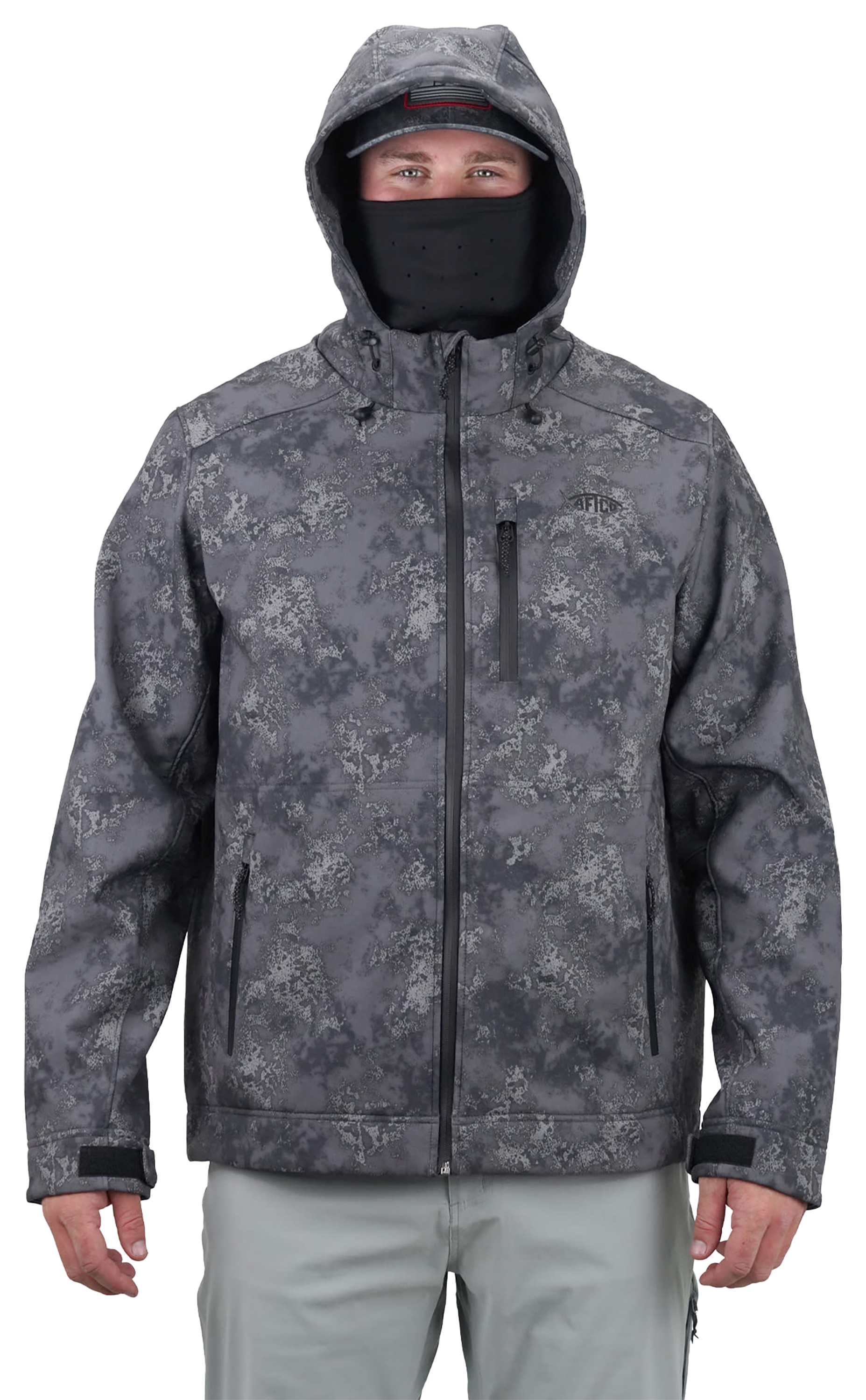 Image of AFTCO Reaper Tactical Camo Windproof Rain Jacket - Charcoal Acid Camo - M