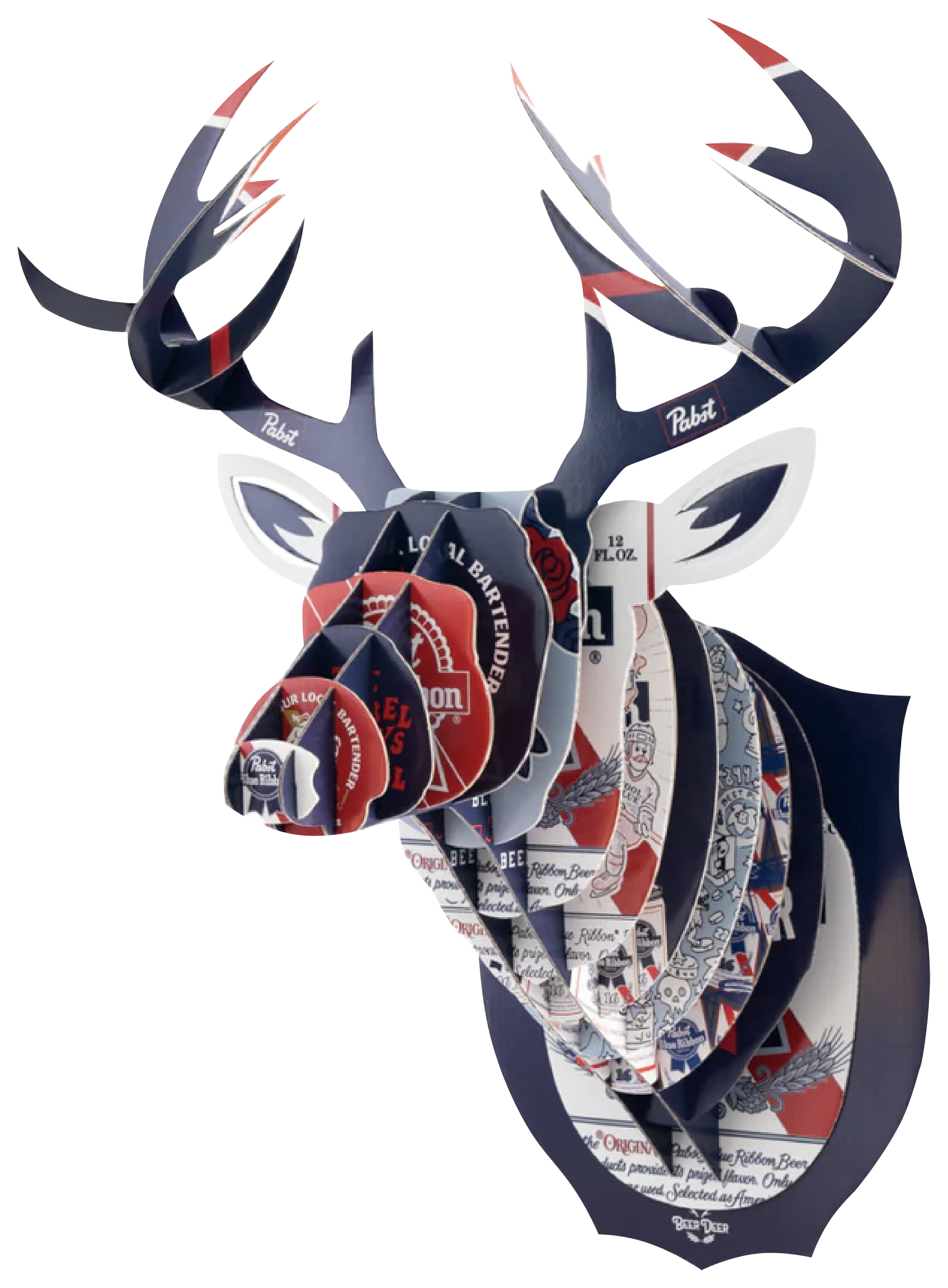 Image of Beer Deer Pabst Blue Ribbon Cardboard Box Deer Head Artwork