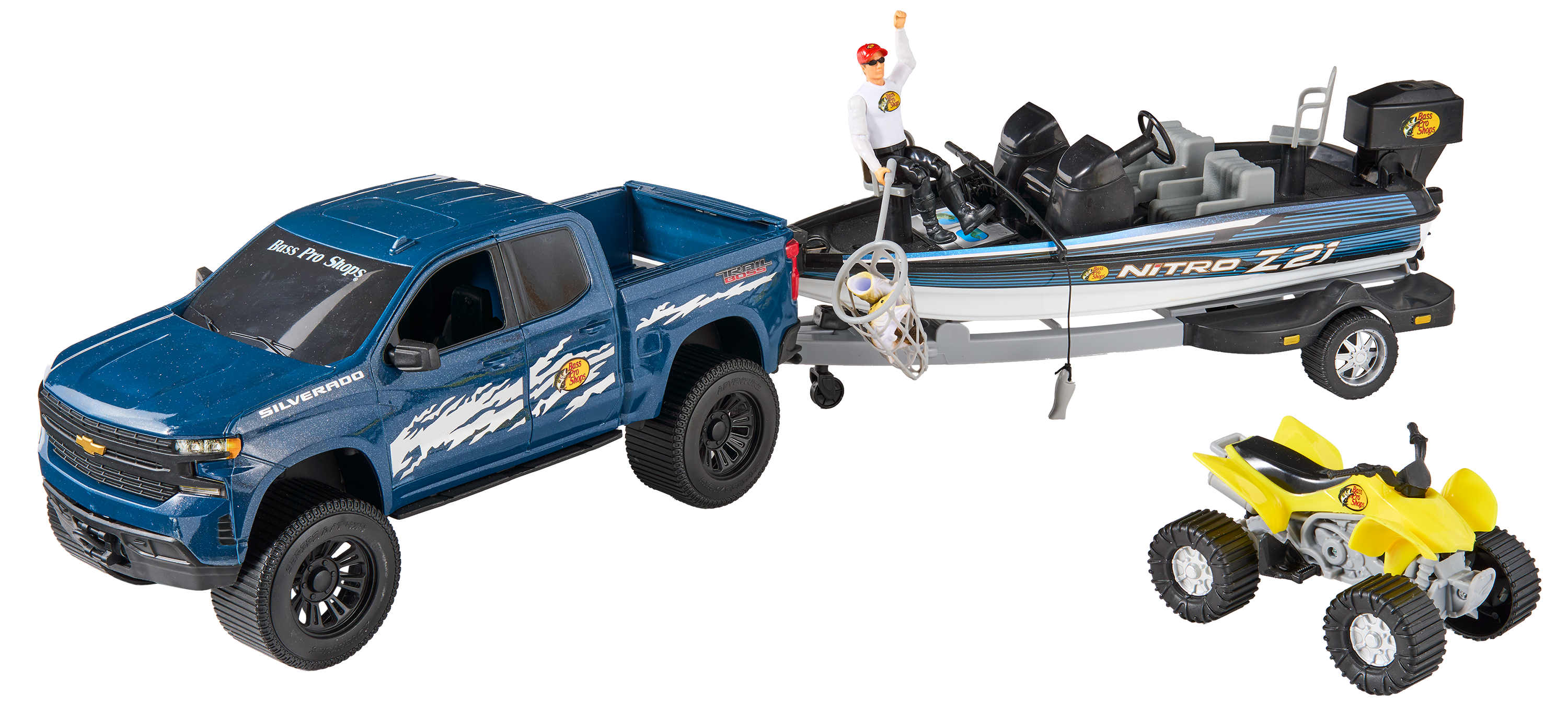Image of Bass Pro Shops Imagination Adventure Chevy Silverado with Bass Boat Playset for Kids