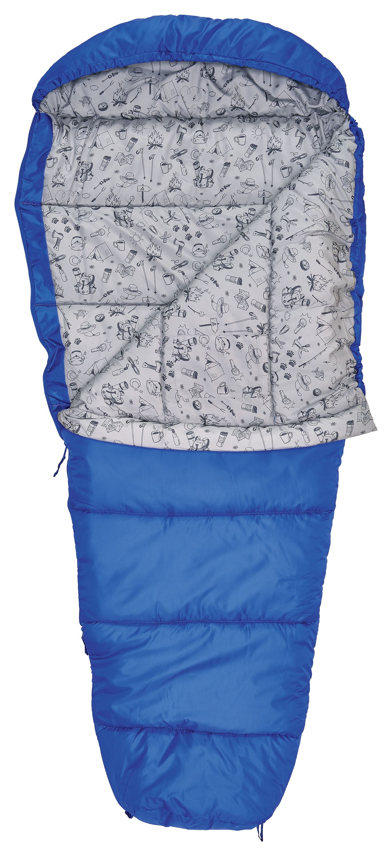 Image of Bass Pro Shops 30º Mummy Sleeping Bag for Kids - Blue