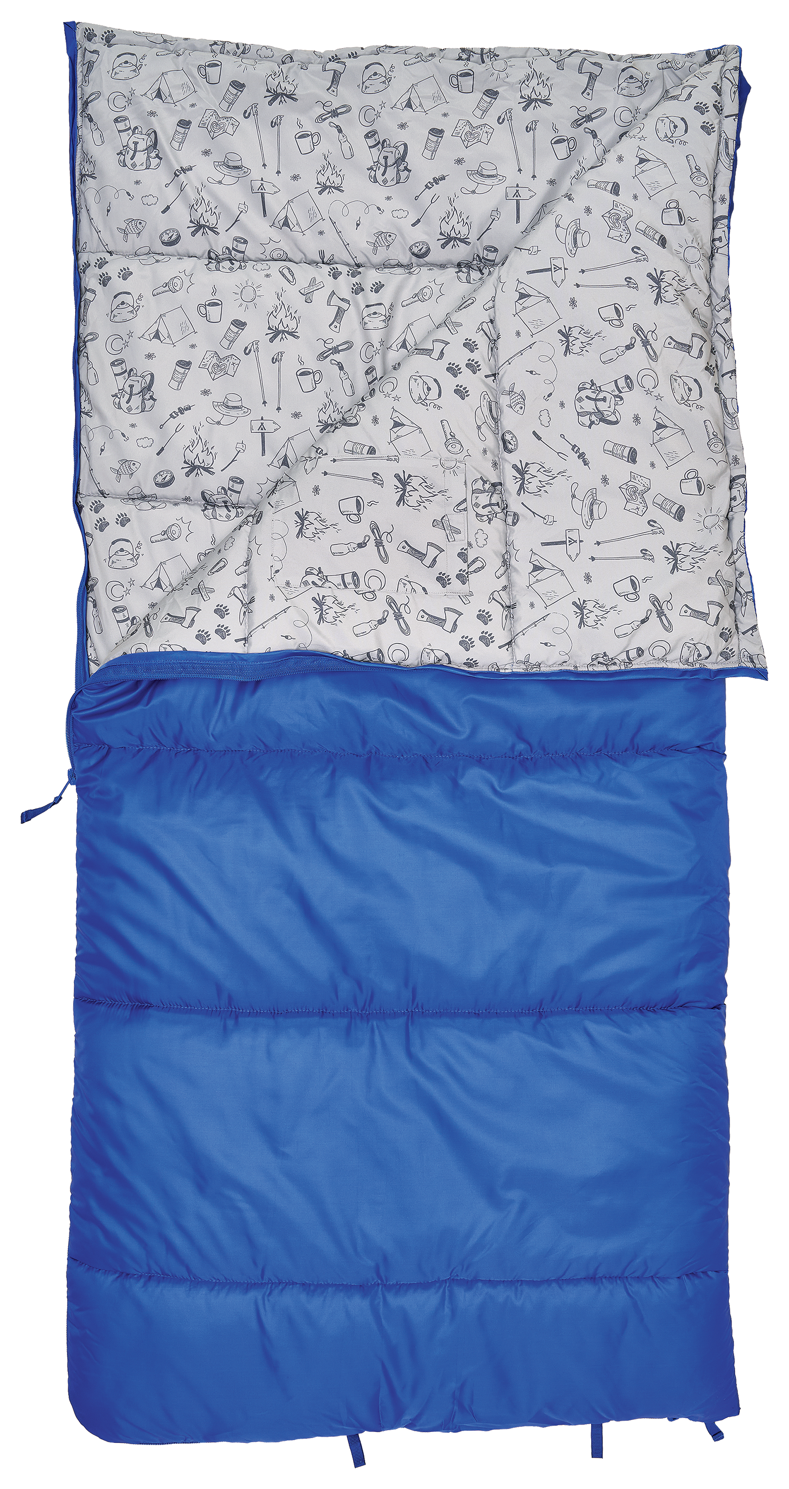 Image of Bass Pro Shops 30° Rectangular Sleeping Bag for Kids - Blue