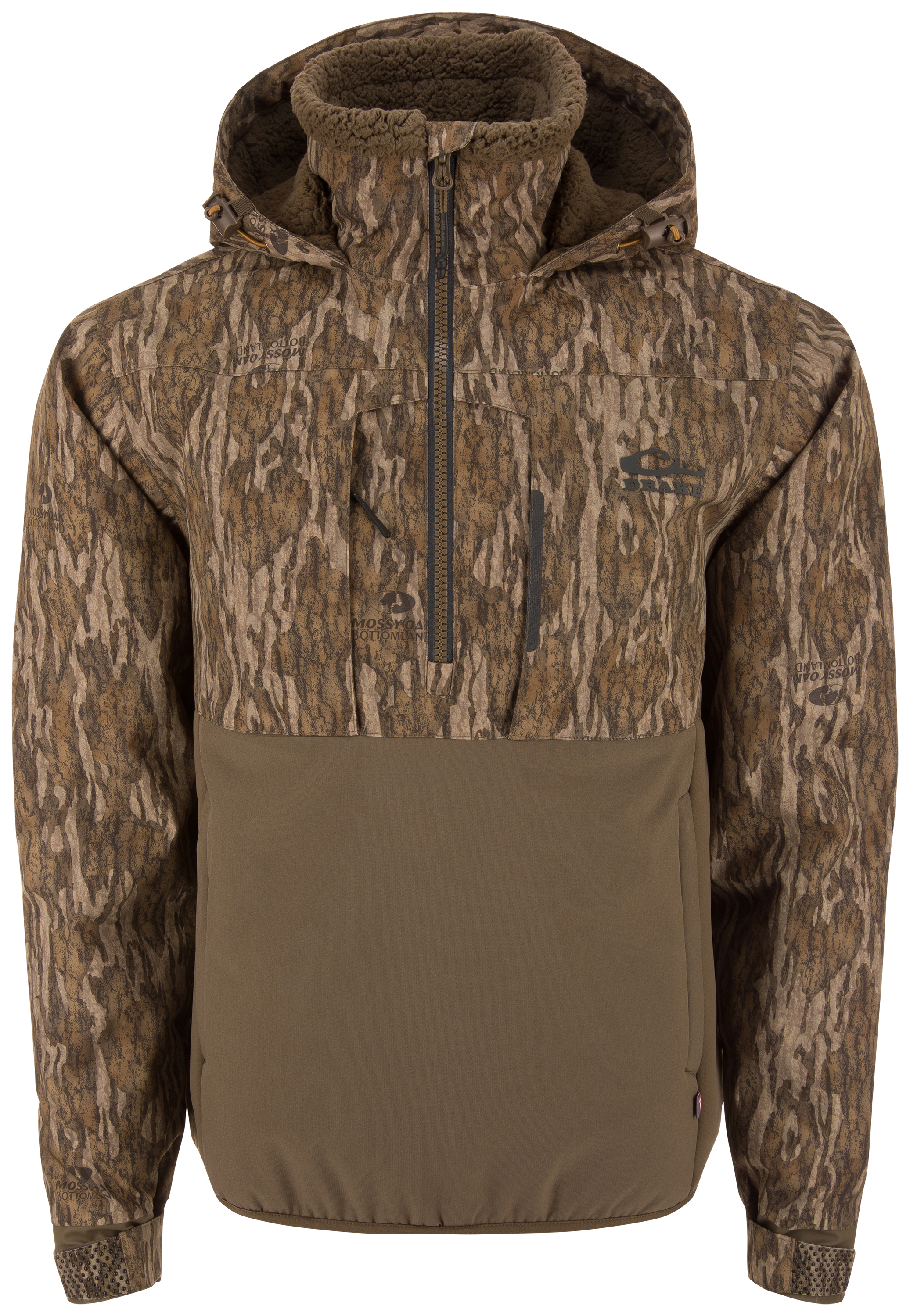 Image of Drake Waterfowl LST BMF Eqwader Half-Zip Hoodie with Primaloft - Mossy Oak Bottomland
