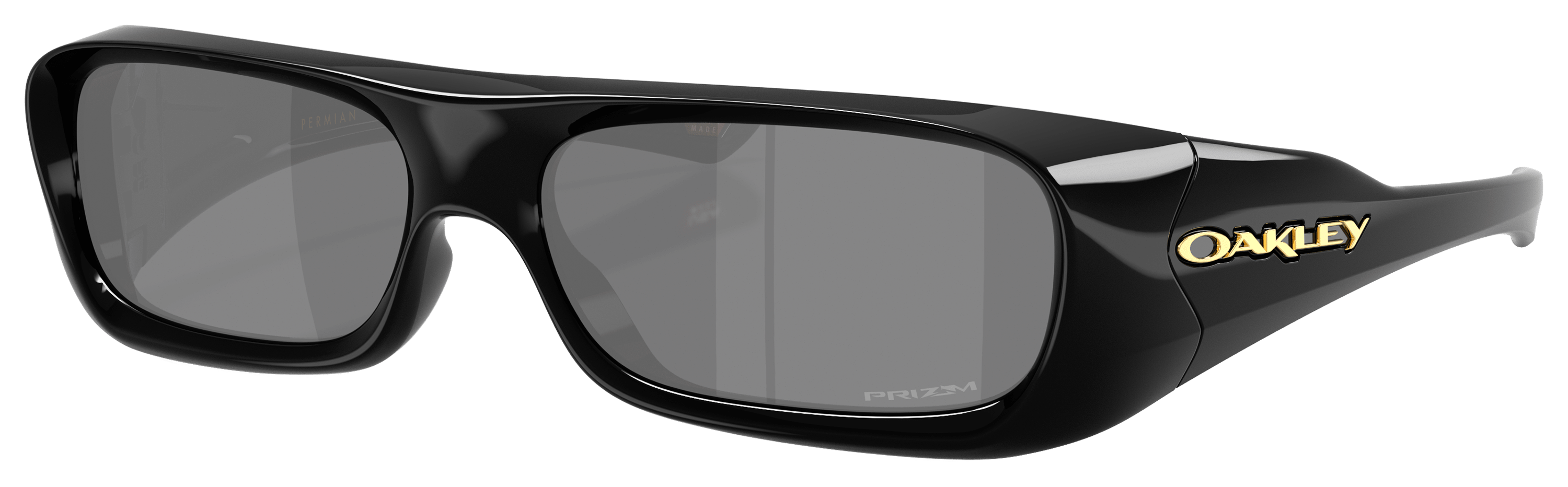 Image of Oakley Permian OO9520 Prizm Grey Iridium Mirror Sunglasses - Black/Prizm Black Iridium Mirror - Large