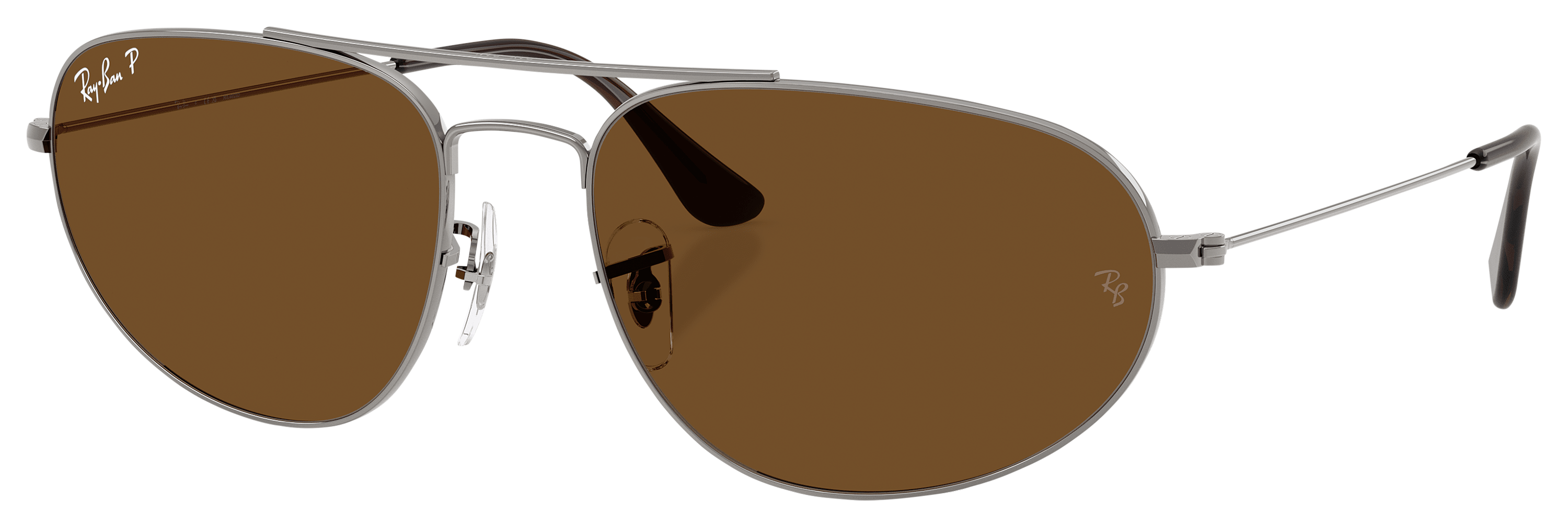 Image of Ray-Ban Explorer IV RB3945 Glass Polarized Sunglasses - Polished Gunmetal/Brown Classic B-15 - XX-Large