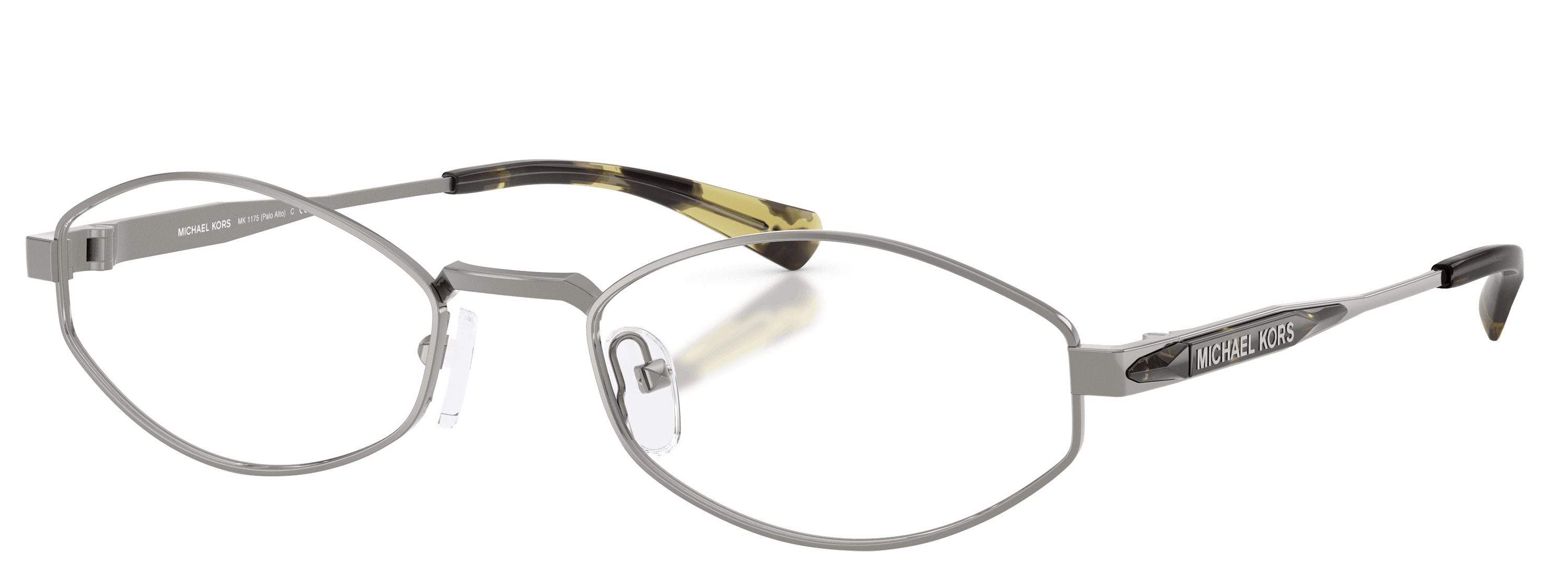 Image of Michael Kors MK1175 Blue Light Filter Glasses with Clip-on Sunglass Lens - Shiny Gunmetal/Clr/BV Filter/Olive Gradient - X-Large