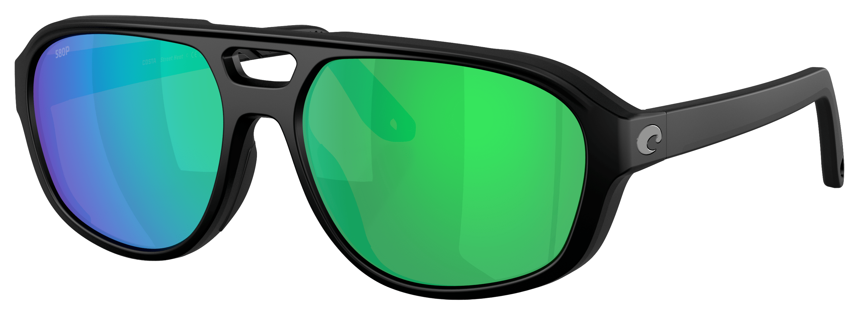 Image of Costa Del Mar Street Heat 580P Polarized Sunglasses - Matte Black/Green Mirror - Medium