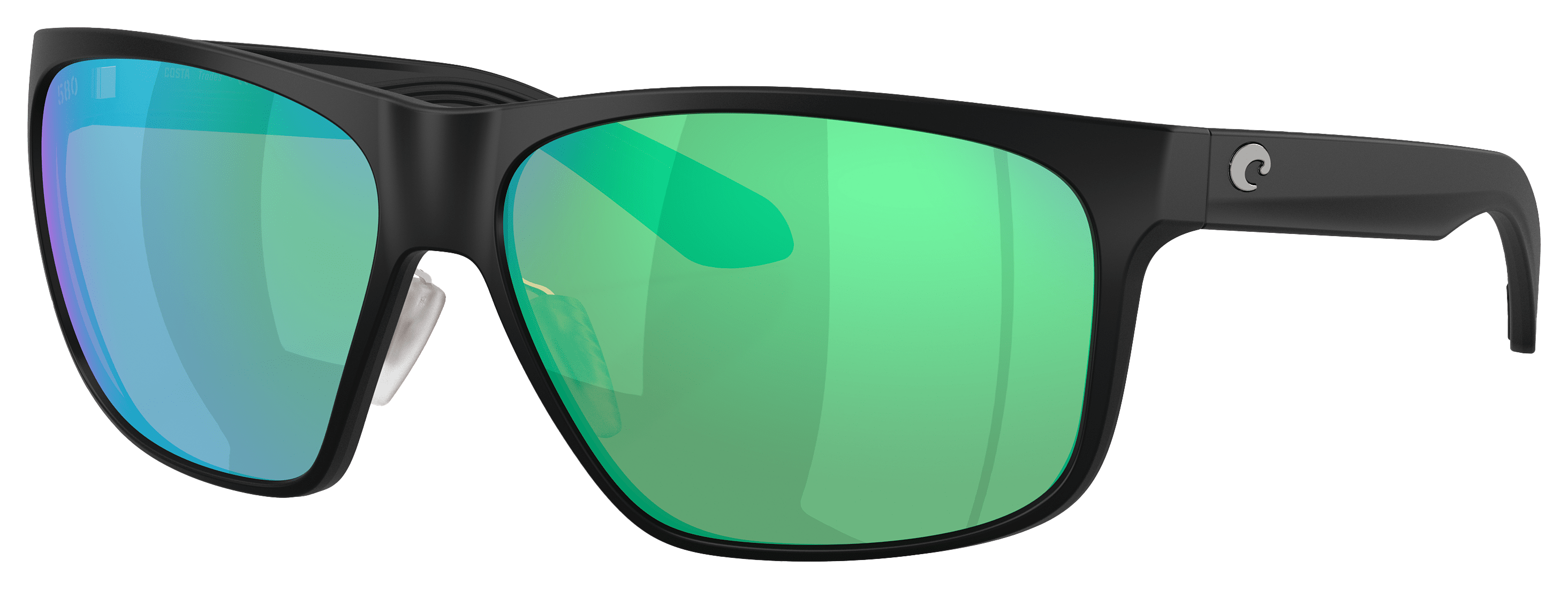 Image of Costa Del Mar Trades 580G Glass Polarized Sunglasses - Matte Black/Green Mirror