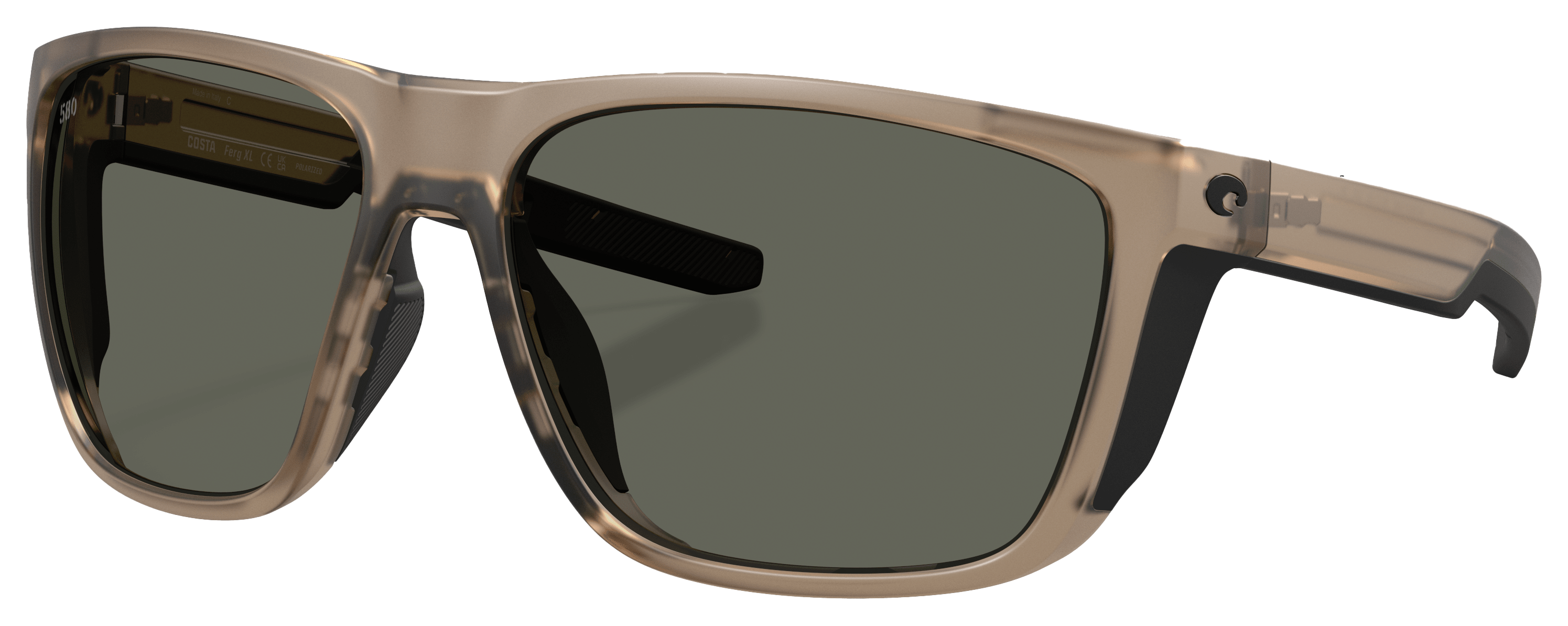Image of Costa Del Mar Ferg XL 580G Glass Polarized Sunglasses - Matte Transparent Brown Smoke/Gray - XX-Large
