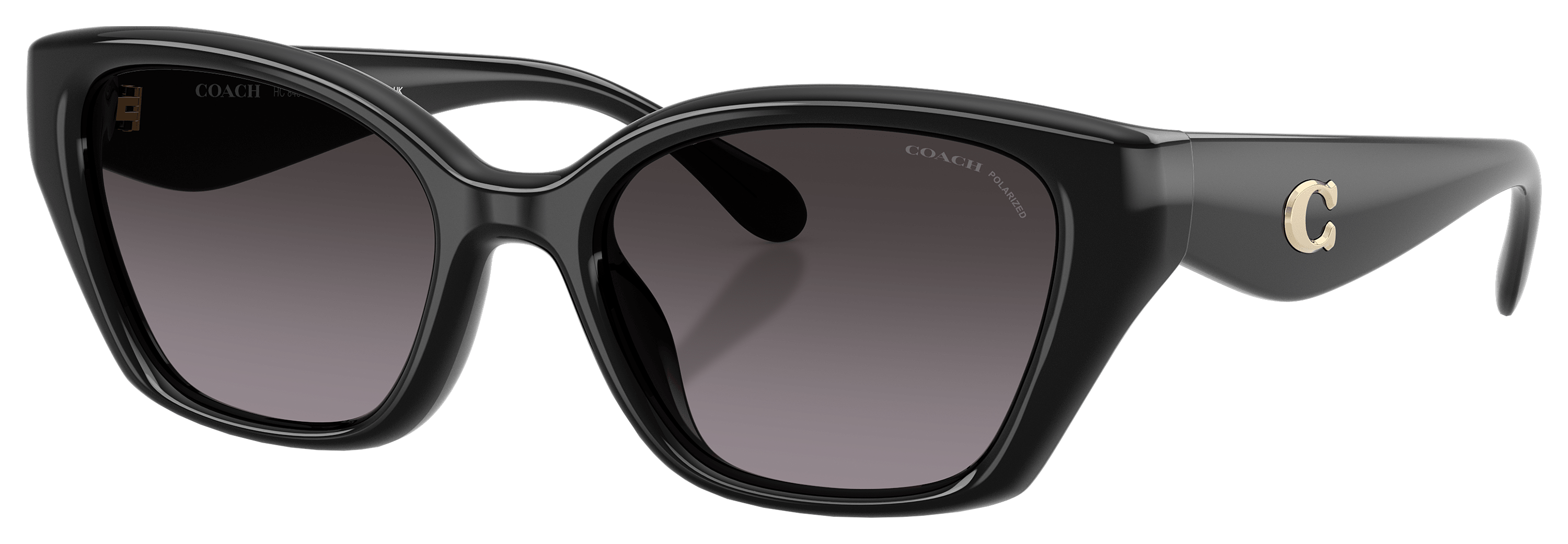 Image of COACH HC8434U Polarized Sunglasses for Ladies - Black/Gray Gradient - Medium