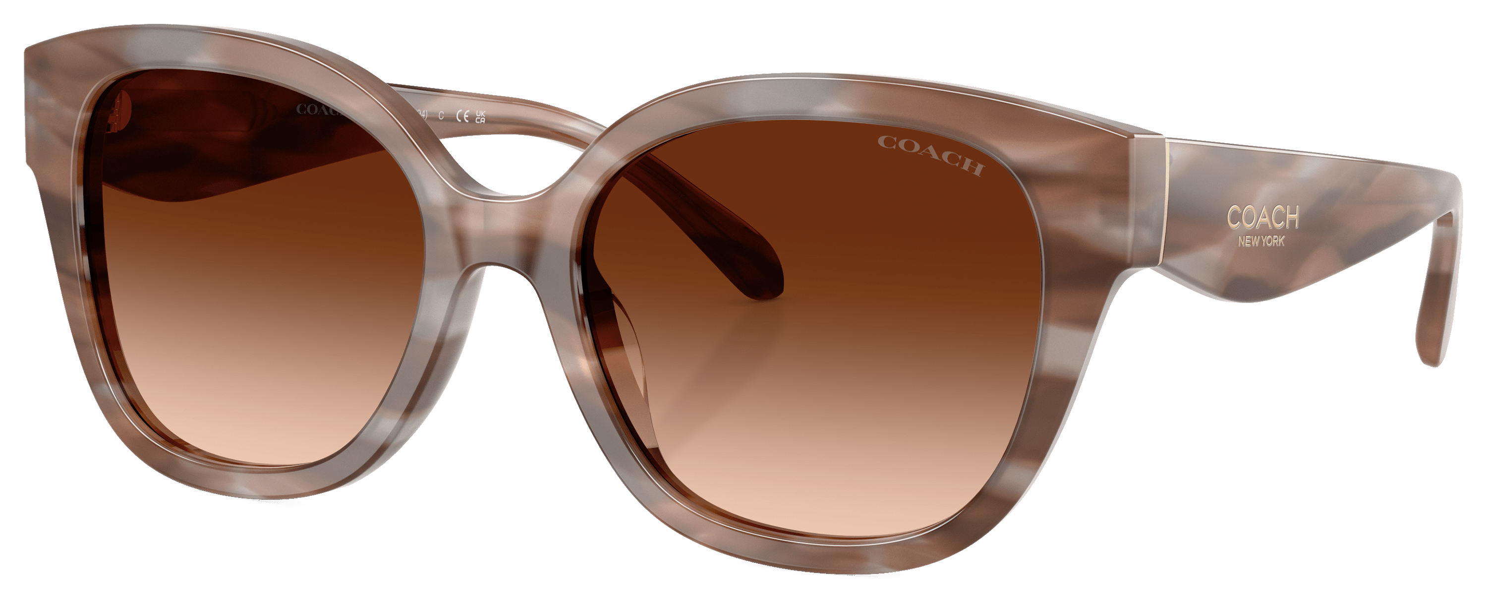 Image of COACH HC8438U Sunglasses for Ladies - Striated Redwood/Maple/Brown Gradient - X-Large