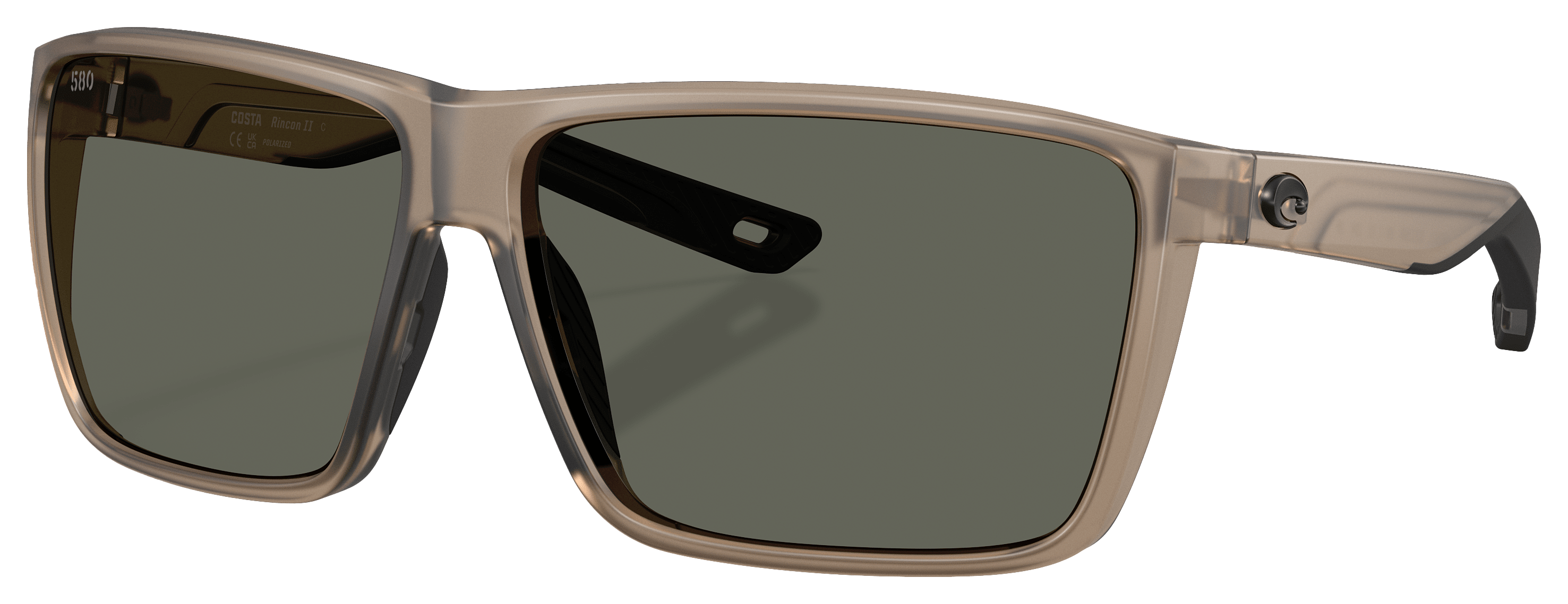 Image of Costa Del Mar Rincon II 580G Glass Polarized Sunglasses - Matte Transparent Brown Smoke/Gray - X-Large