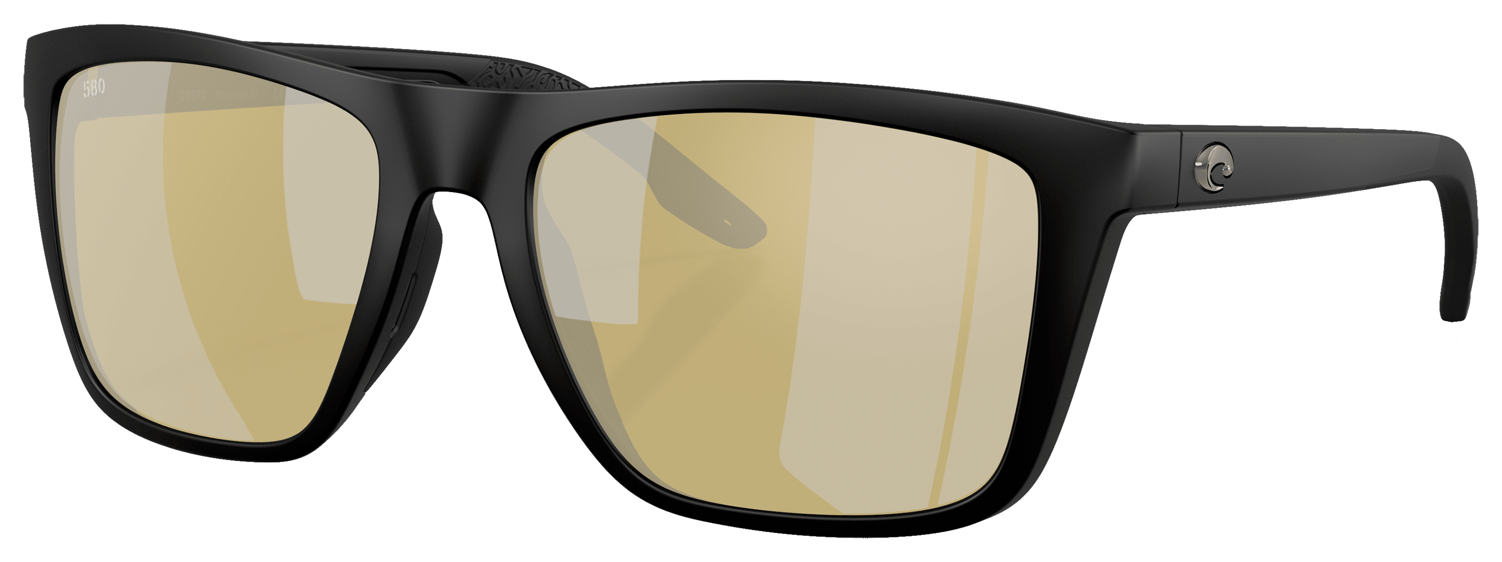 Image of Costa Del Mar Mainsail XL Glass Polarized Sunglasses - Matte Black/Sunrise Silver Mirror