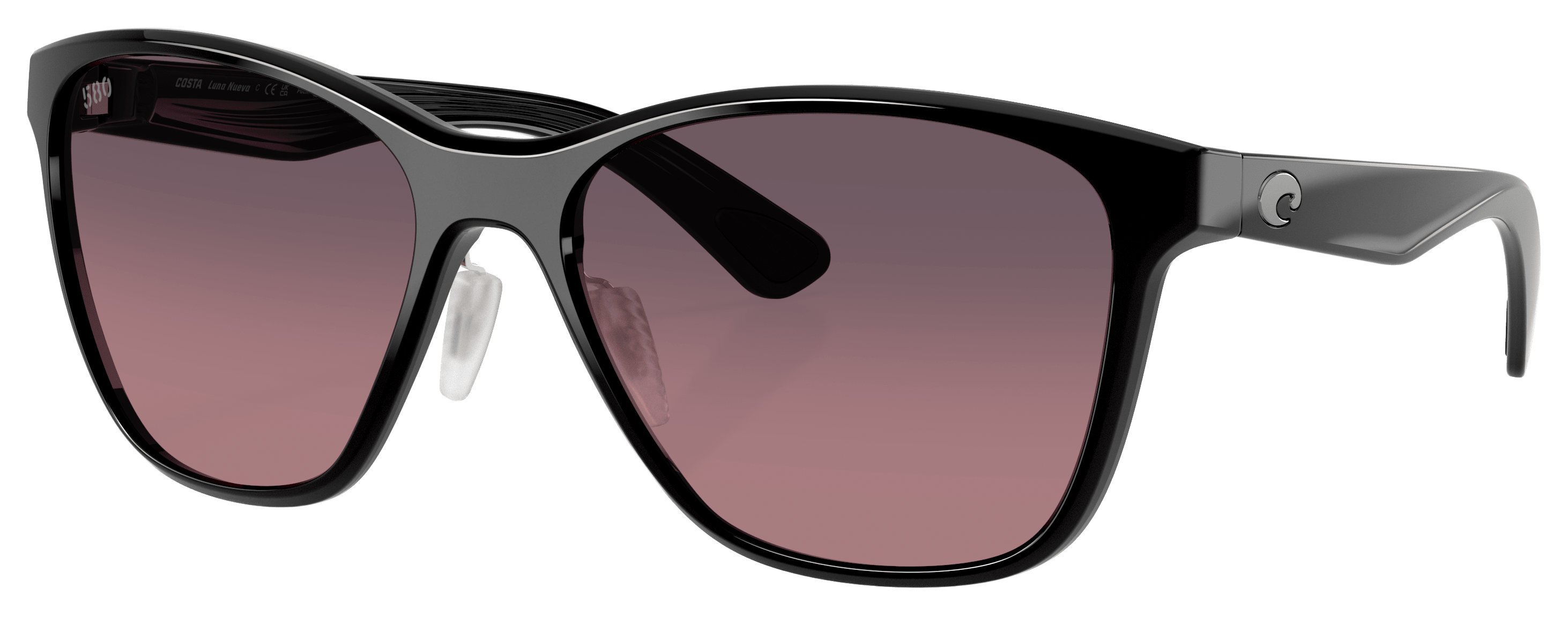 Image of Costa Del Mar Luna Nueva 580G Glass Polarized Sunglasses for Ladies - Black/Rose Gradient - Large