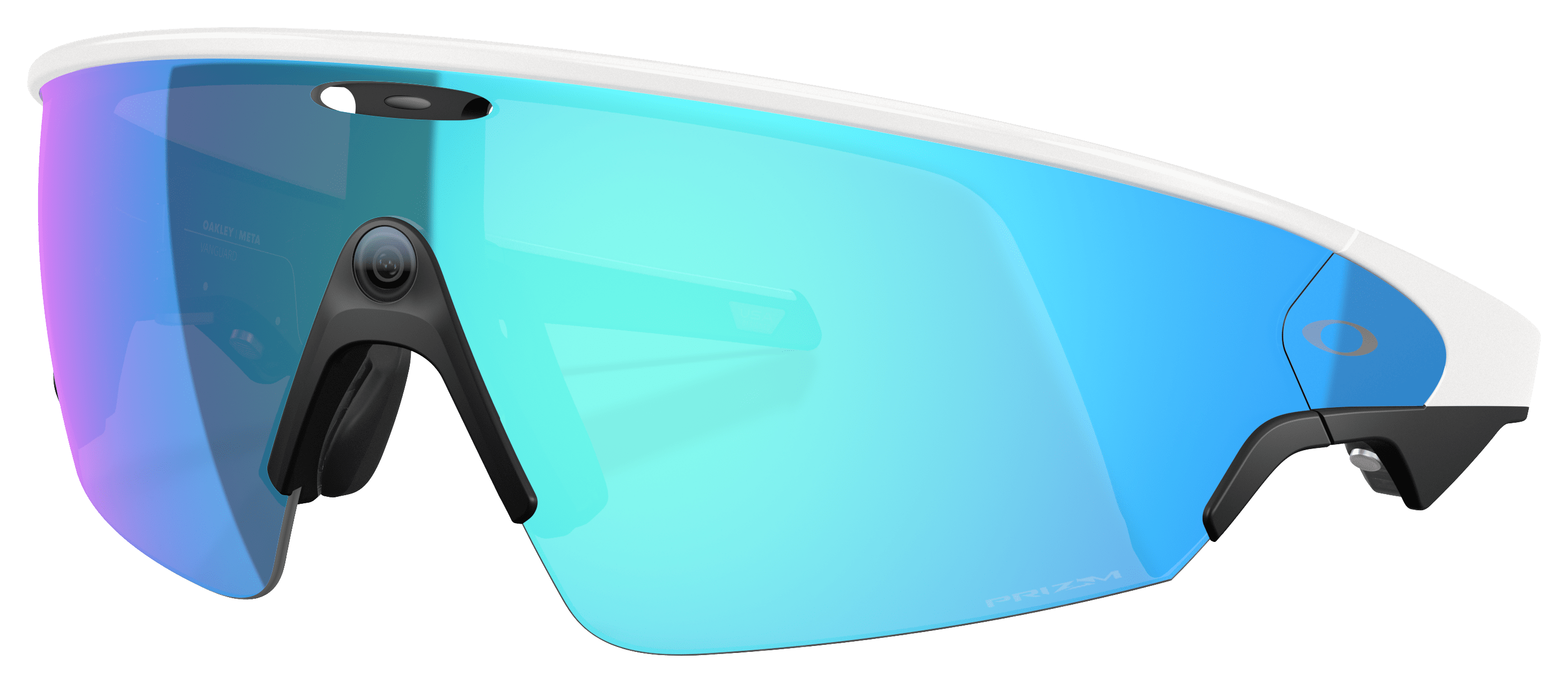 Image of Oakley Meta Vanguard OW8001 Prizm Grey Mirror Sunglasses - White/Prizm Sapphire Mirror