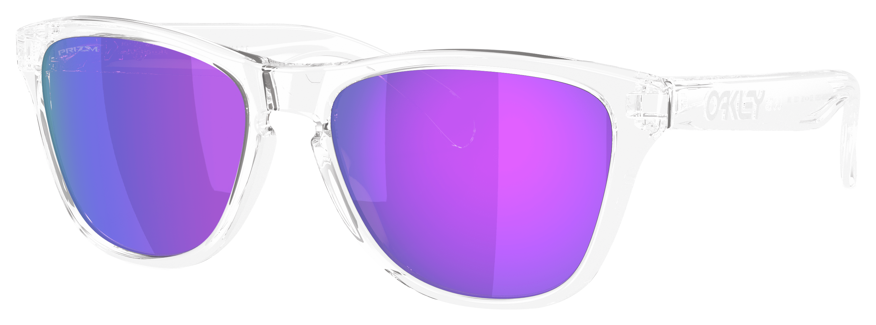 Image of Oakley Frogskins S OO9508 Prizm Grey Mirror Sunglasses - Polished Clear/Prizm Violet Mirror - Small