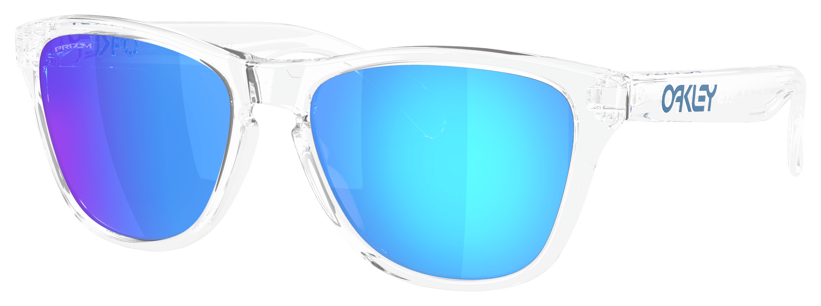 Image of Oakley Frogskins S OO9508 Prizm Grey Mirror Sunglasses - Polished Clear/Prizm Sapphire Mirror - Small