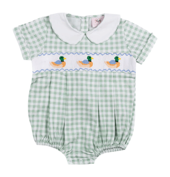 Image of Mallard Knit Noah Bubble Romper for Babies