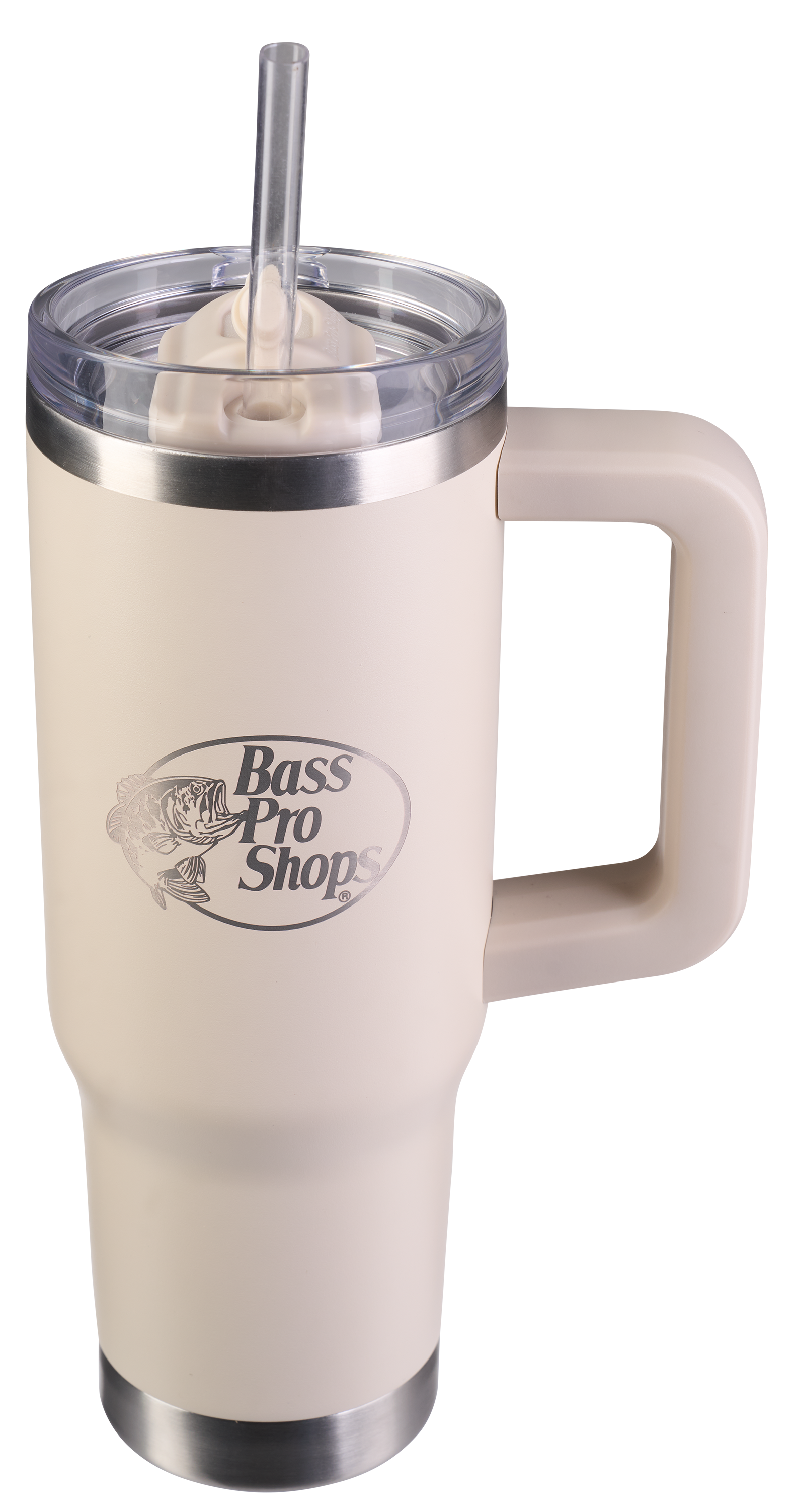 Image of Bass Pro Shops 30-oz. Mug with Slider Lid and Straw - Whitecap Gray