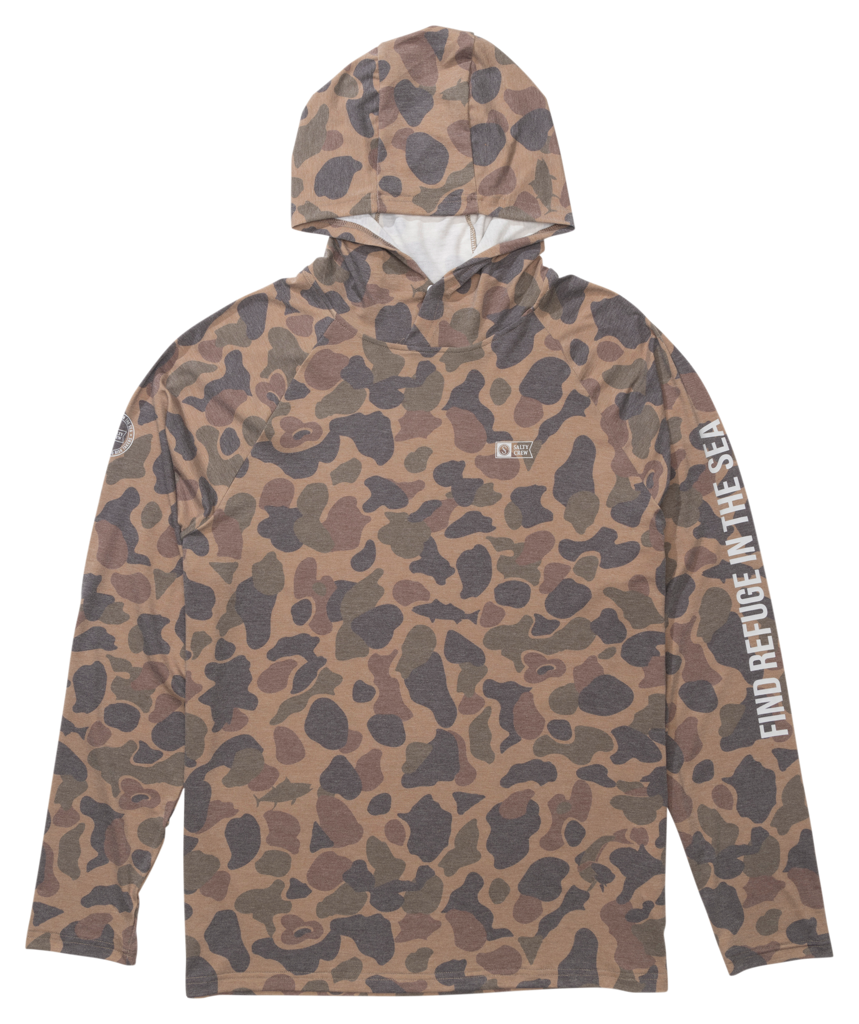 Image of Salty Crew Lurking Long-Sleeve Hooded Sunshirt - Tan Camo