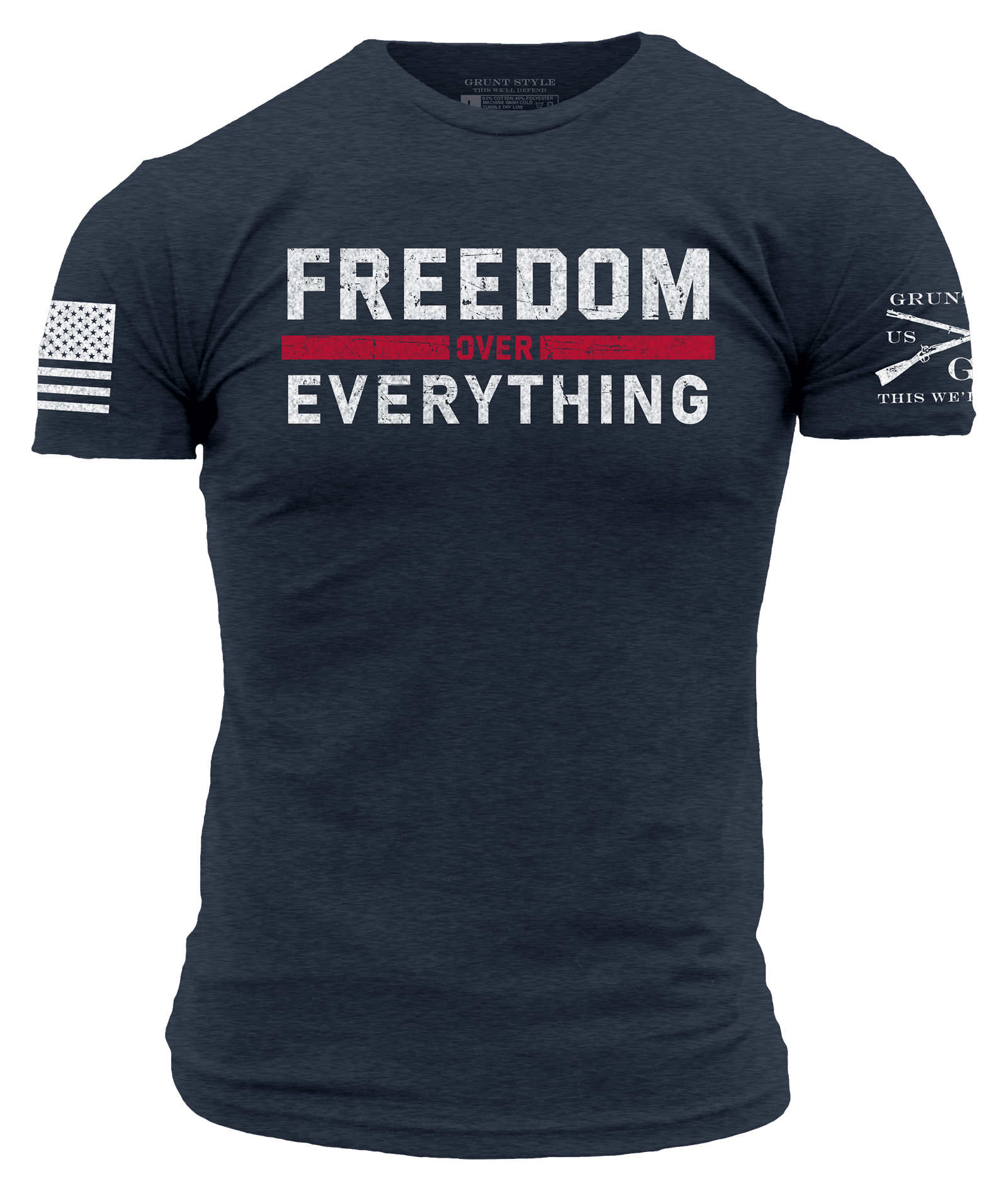 Image of Grunt Style Freedom Over Everything Short-Sleeve T-Shirt - Midnight Navy - 3XL