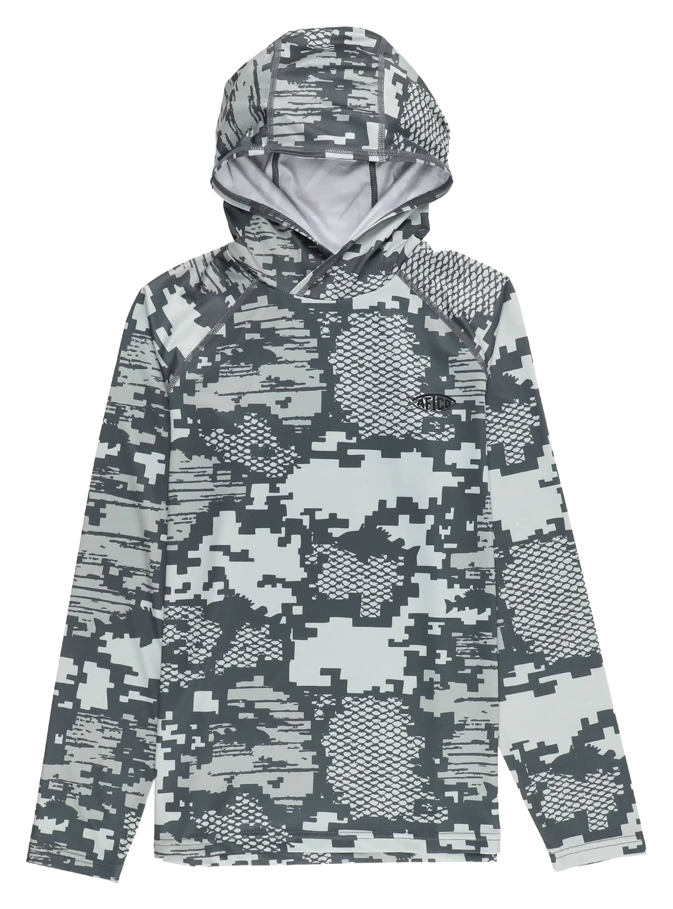 Image of AFTCO Tactical Camo Hoodie for Kids - Light Gray Digi Camo - S