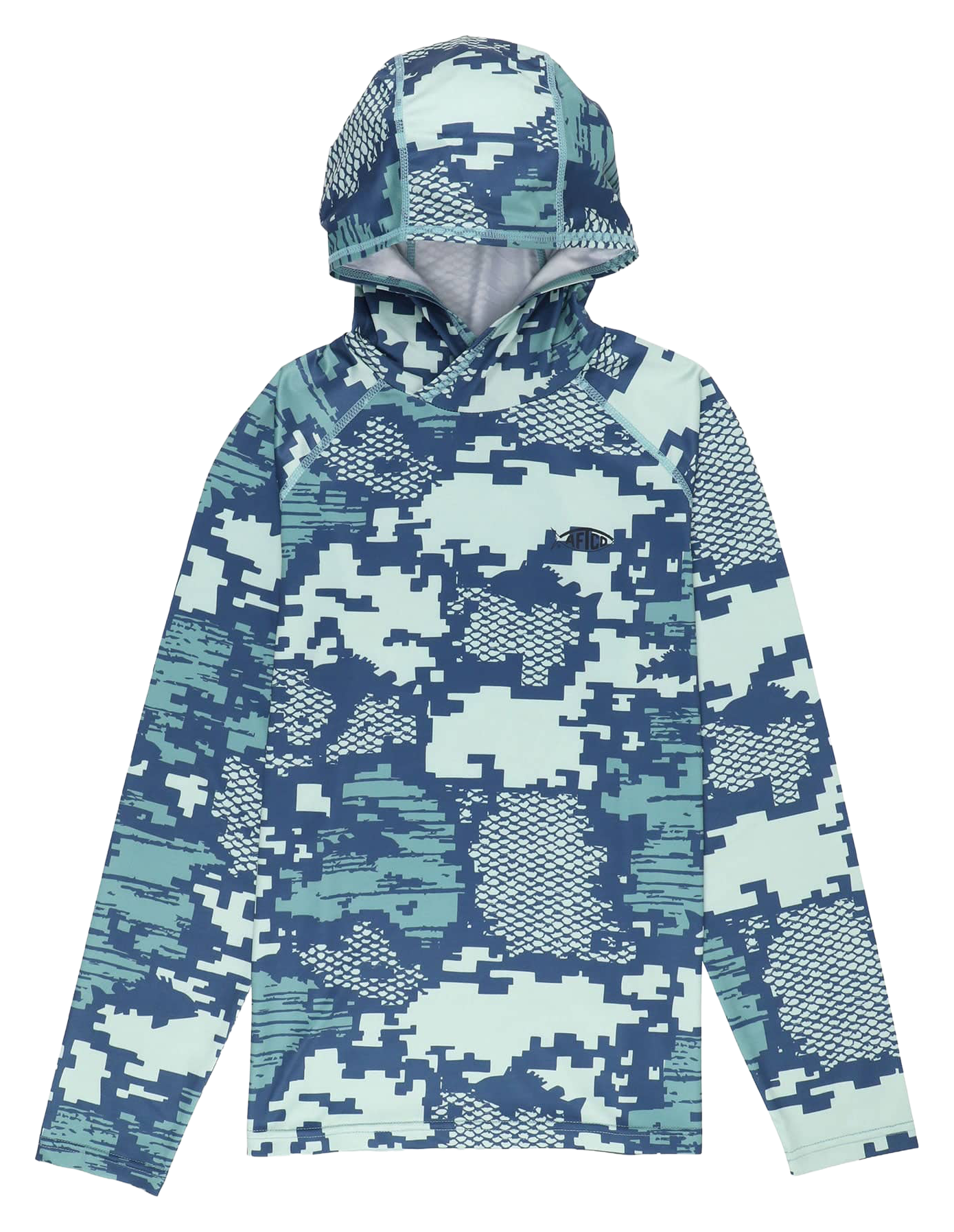 Image of AFTCO Tactical Camo Hoodie for Kids - Teal Digi Camo - XL