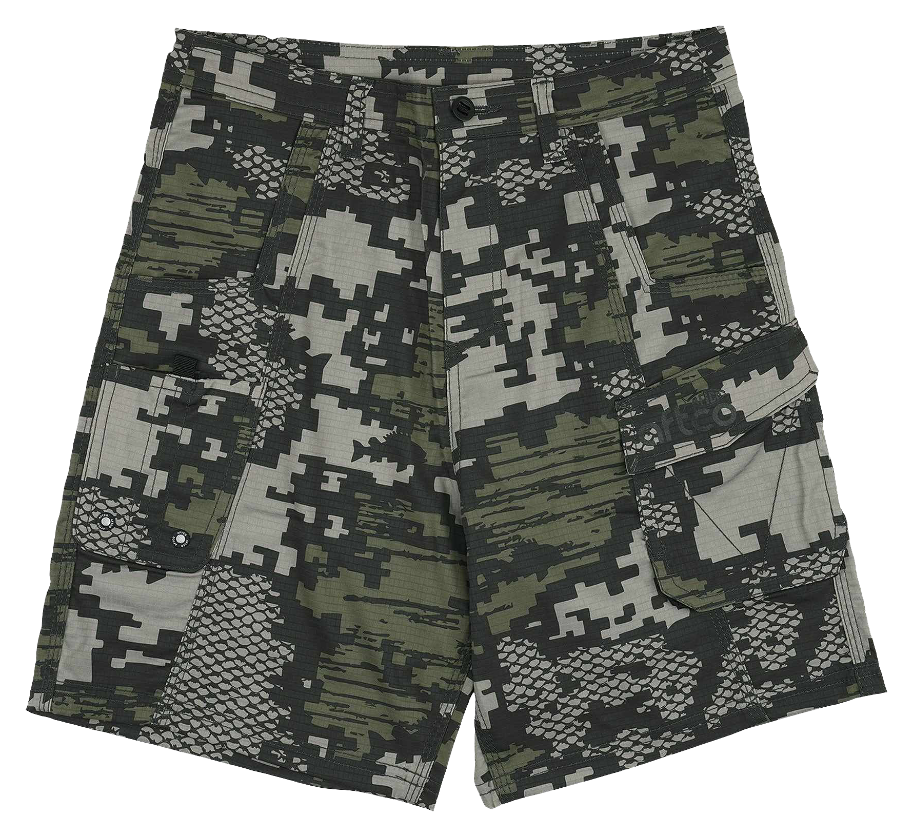 Image of AFTCO Tactical Fishing Shorts for Kids - Green Digi Camo - 24