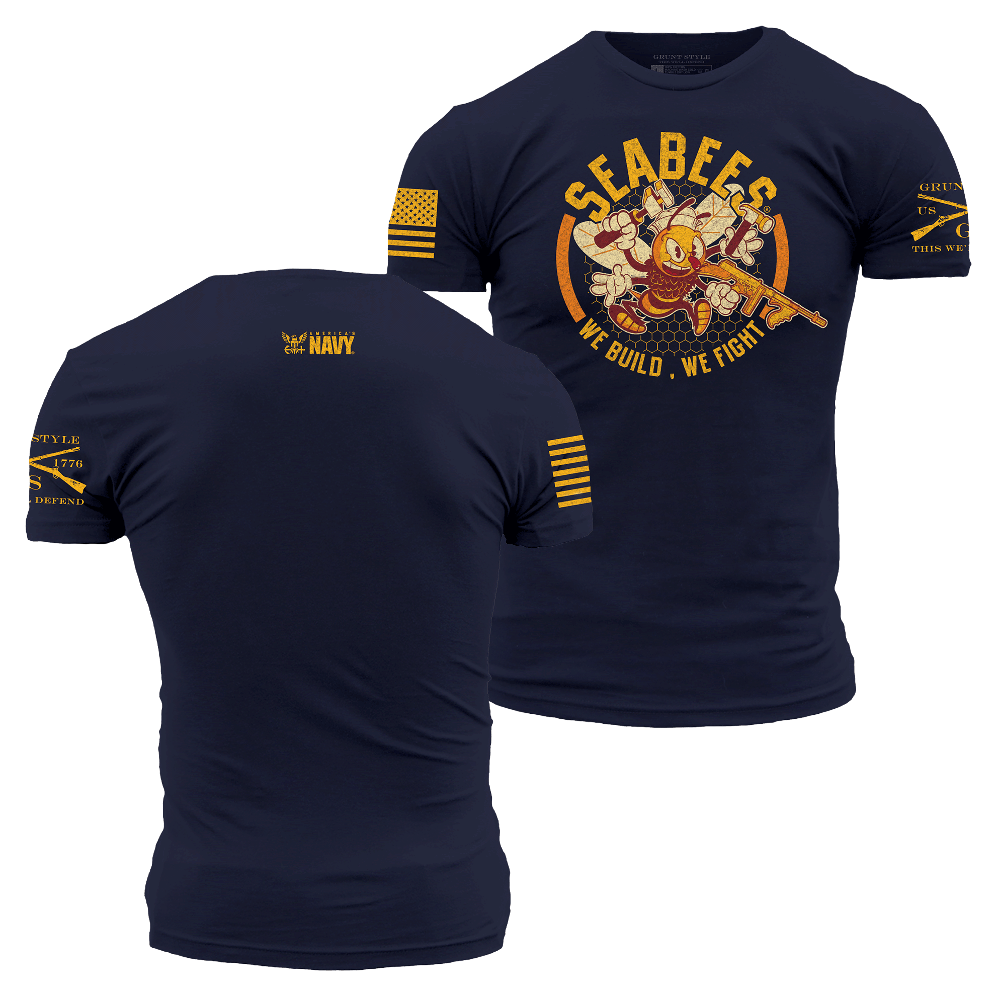 Image of Grunt Style Navy Seabees We Build We Fight Short-Sleeve T-Shirt - Navy - 2XL