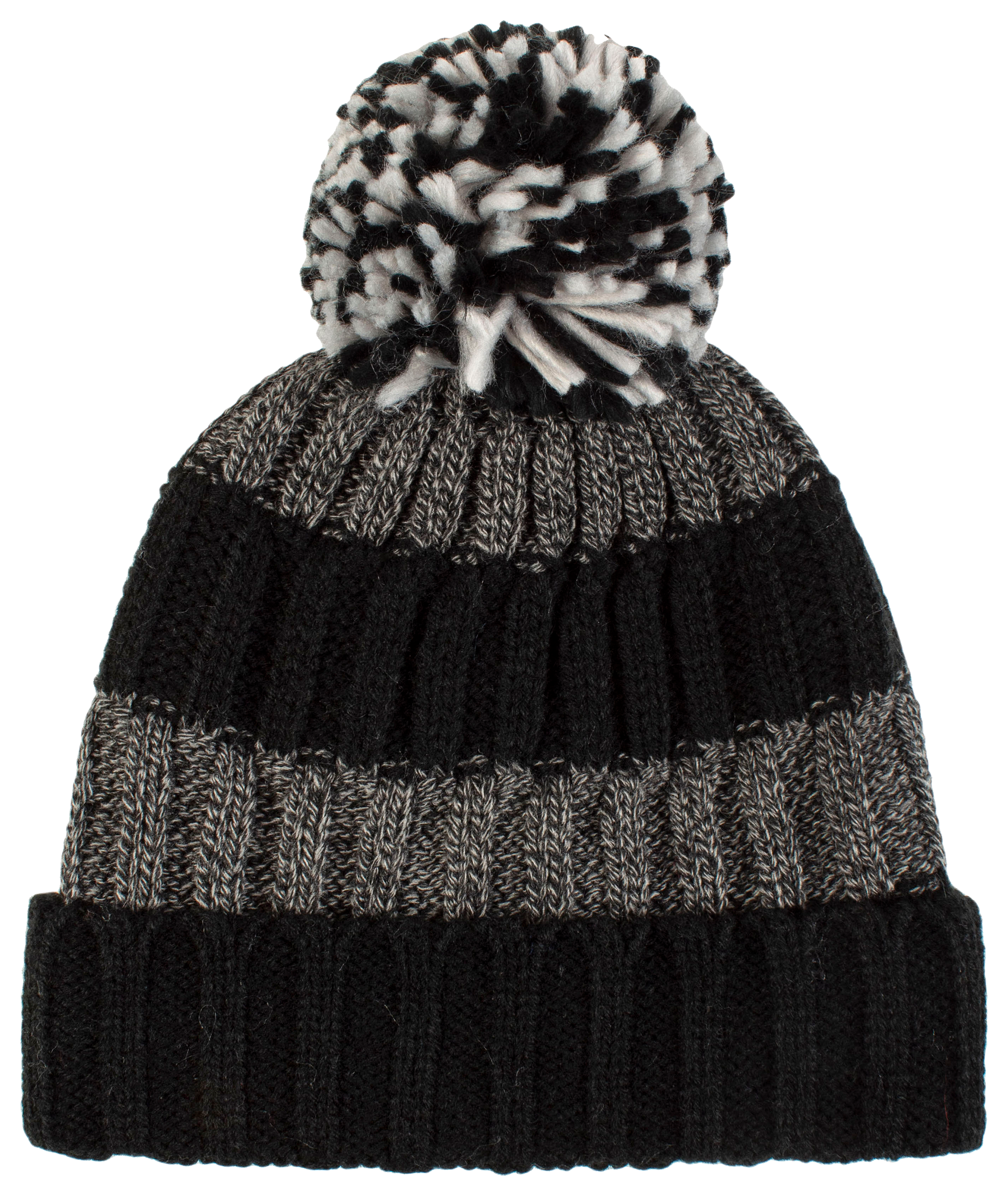 Image of Heat Holders Transverse Pom Beanie for Kids - Black/Charcoal/Black