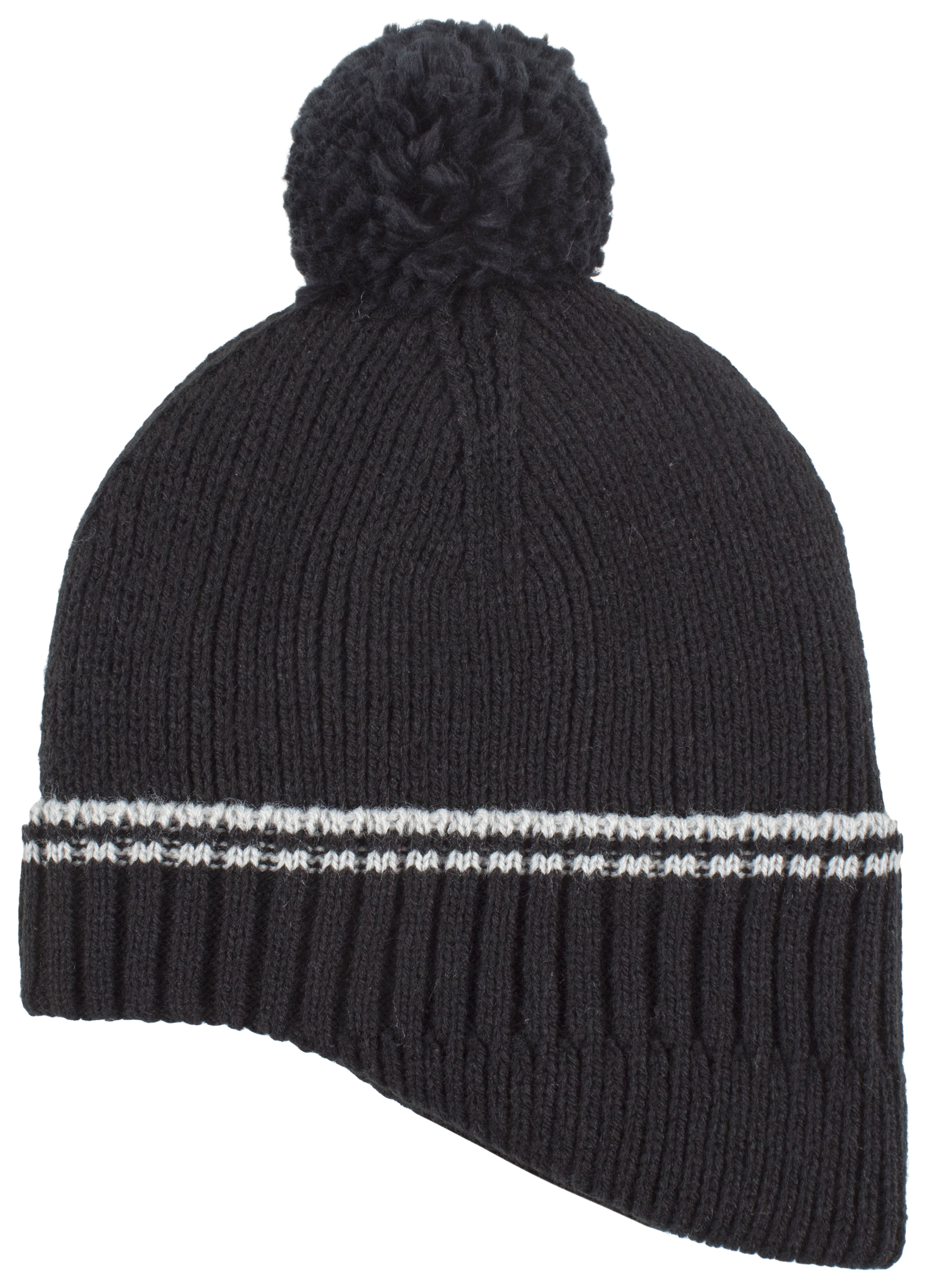 Image of Heat Holders Patrol Turnover Contoured Pom Beanie for Kids - Black