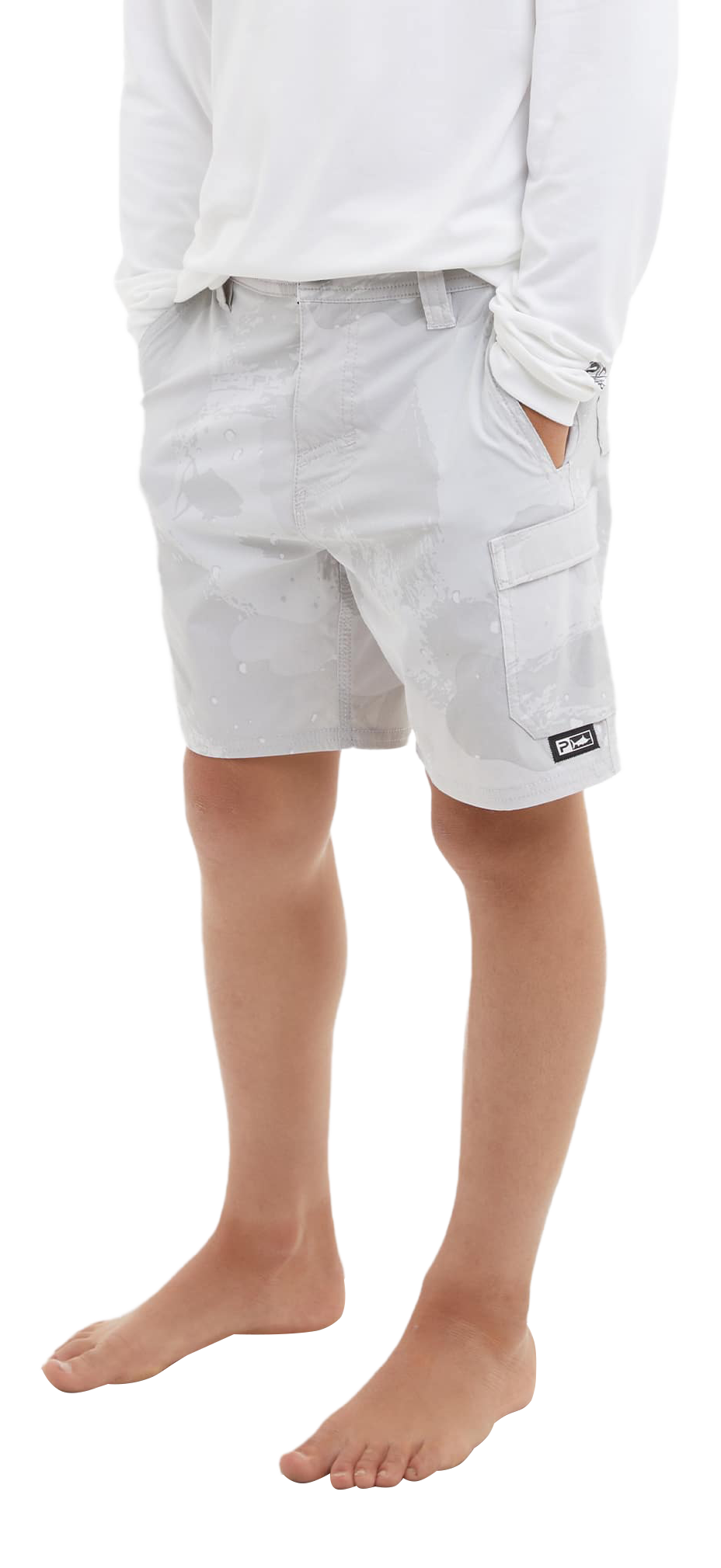 Image of Pelagic Madeira Cargo Shorts for Kids - Light Grey - 23