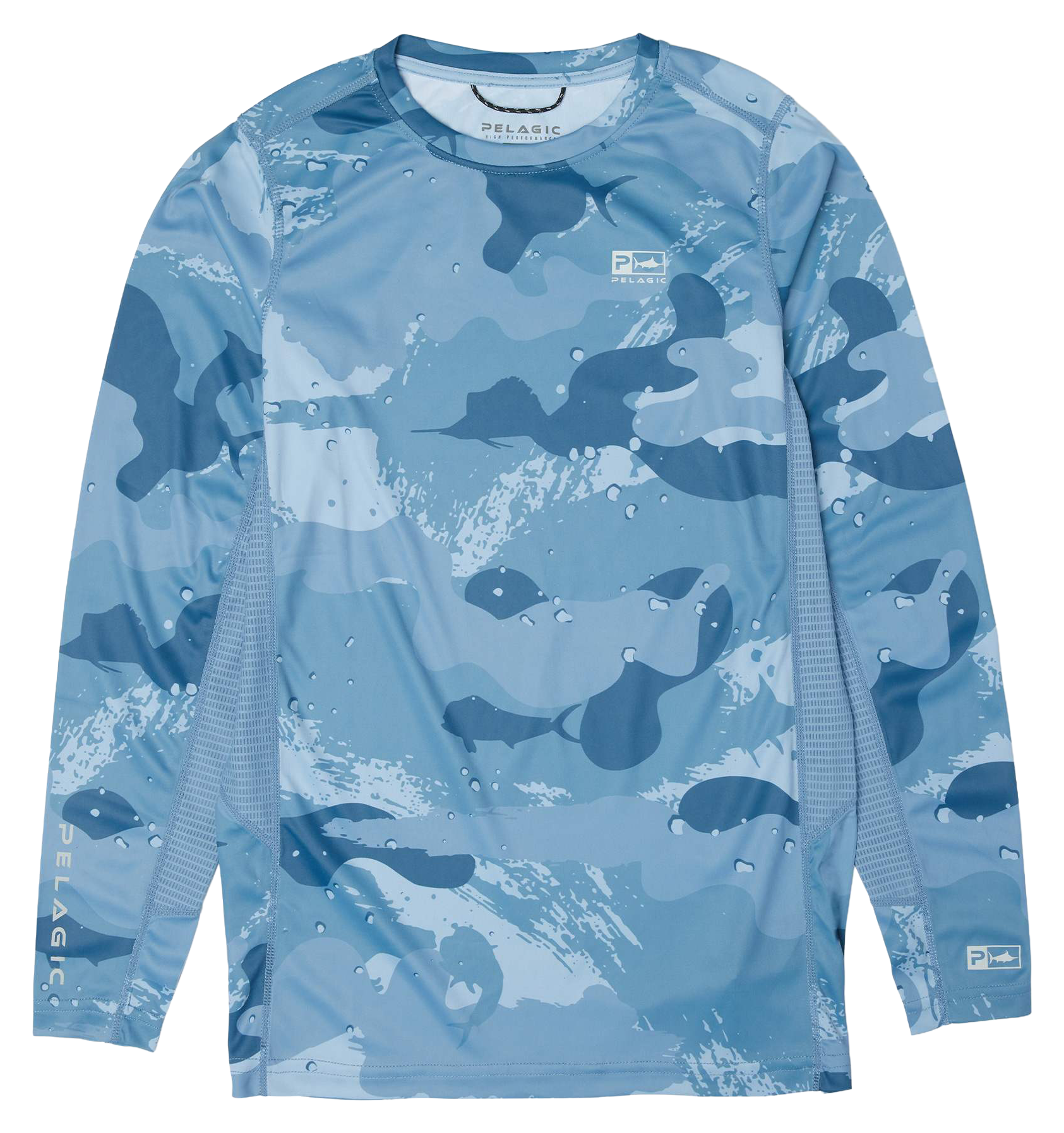 Image of Pelagic Vaportek Brush Camo Long-Sleeve Fishing Shirt for Kids - Slate - L
