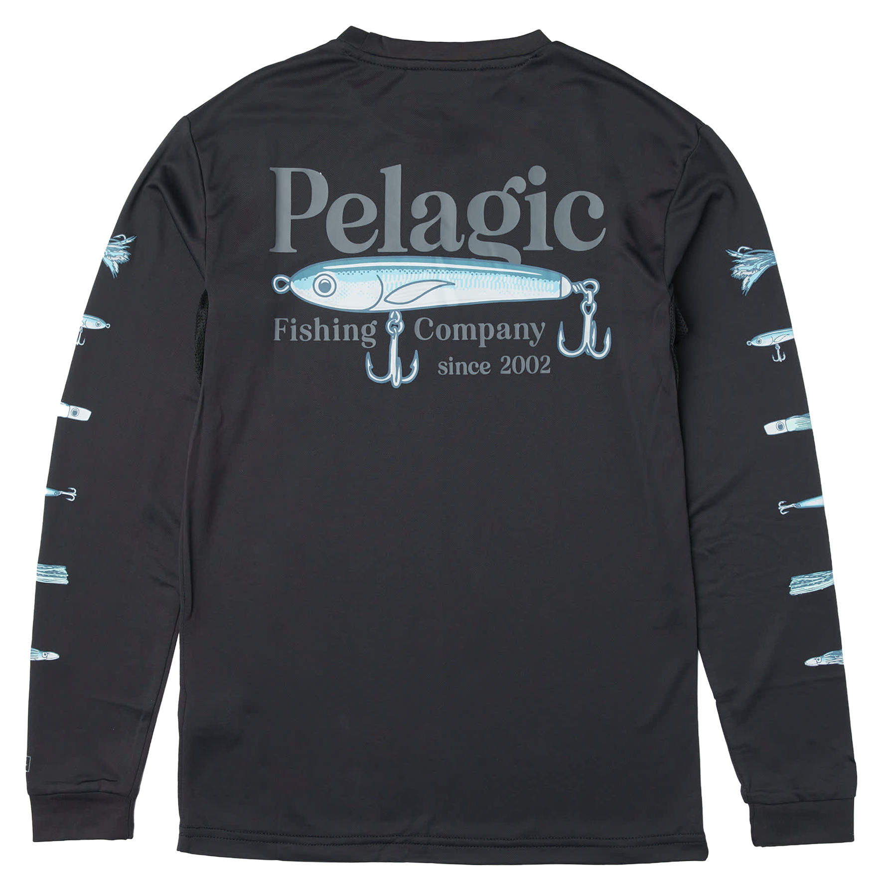 Image of Pelagic Aquatek Stick Em Hooded Long-Sleeve Fishing Shirt for Kids - Black - S