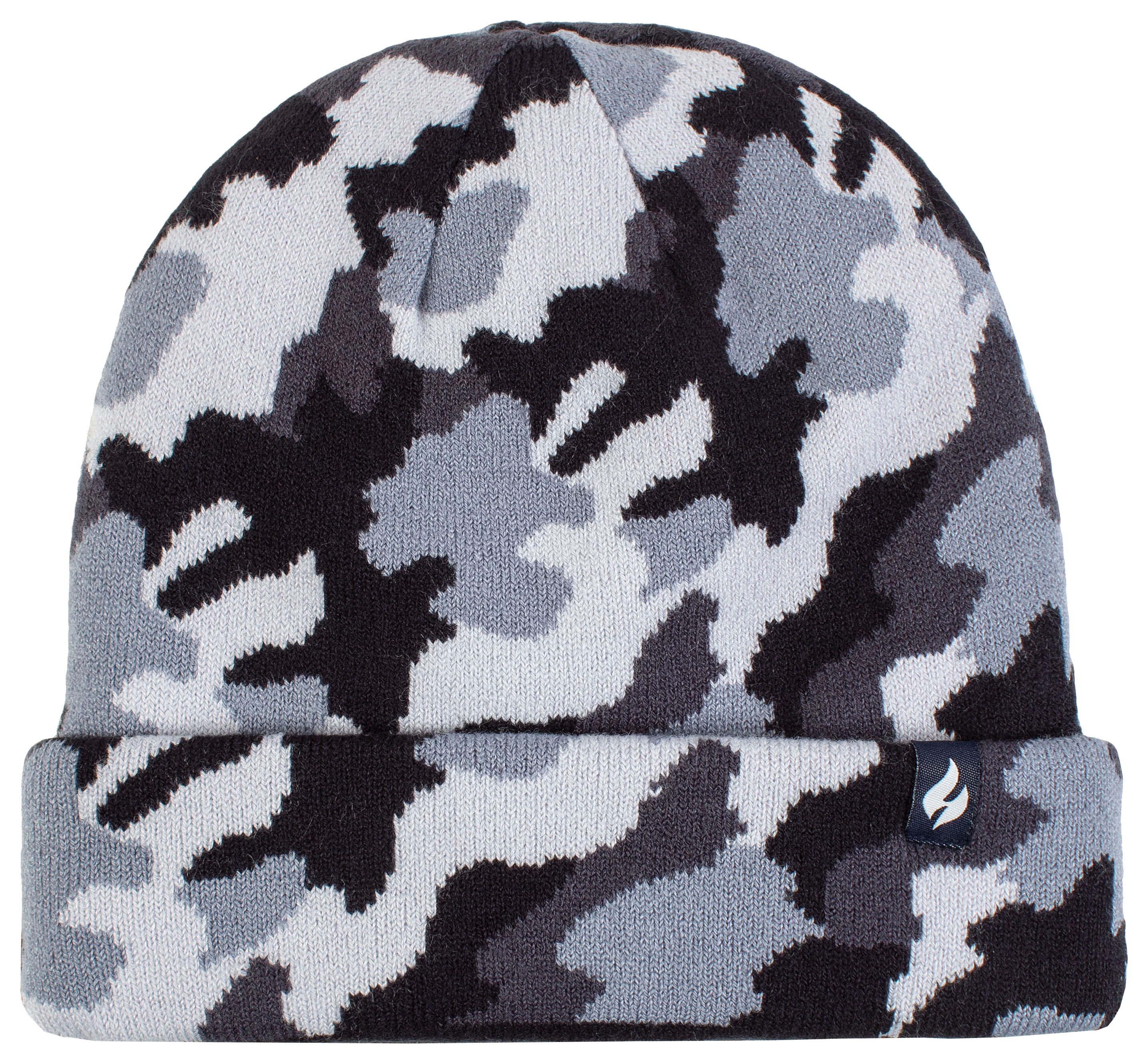 Image of Heat Holders Gavin Camo Knit Rollup Beanie for Kids - Blue