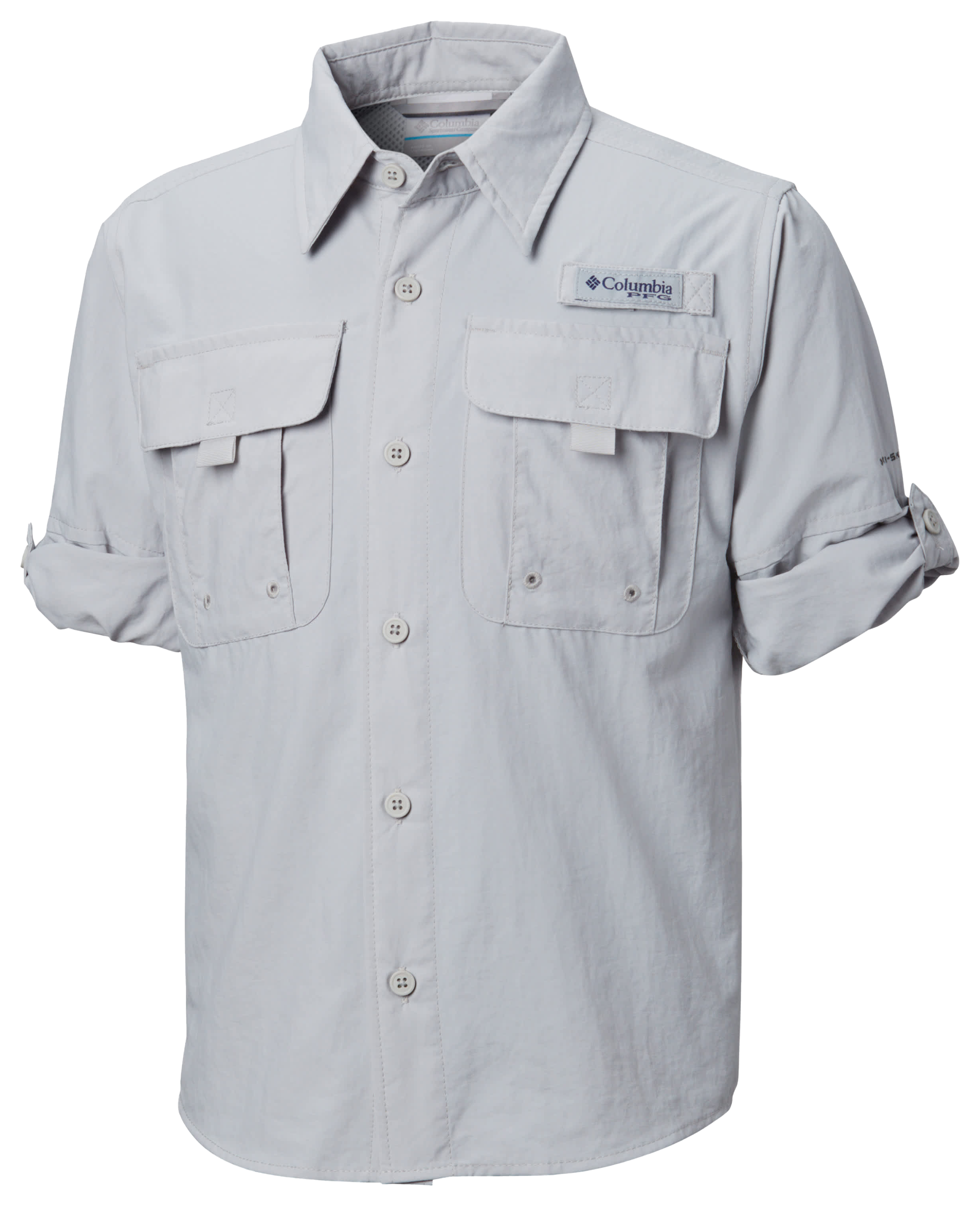 Image of Columbia PFG Bahama II Long-Sleeve Button-Down Shirt for Kids - Cool Grey