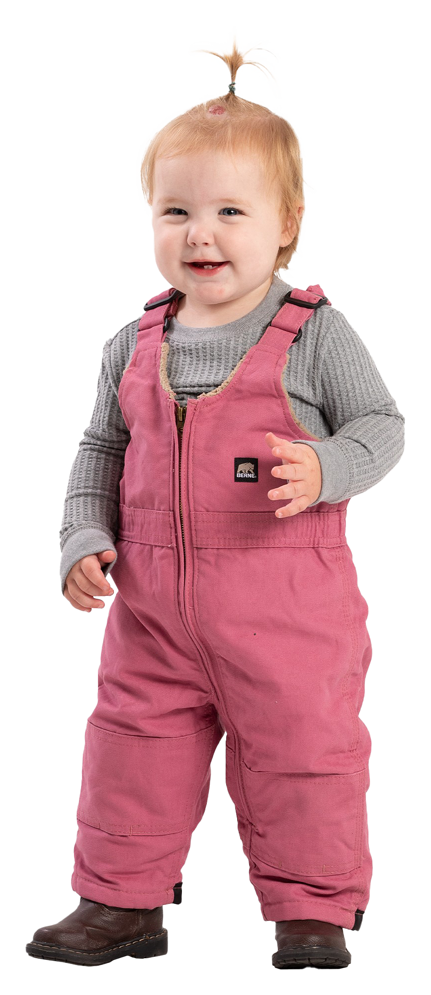 Image of Berne Softstone Insulated Duck Bib Overalls for Babies - Desert Rose - 12 Months