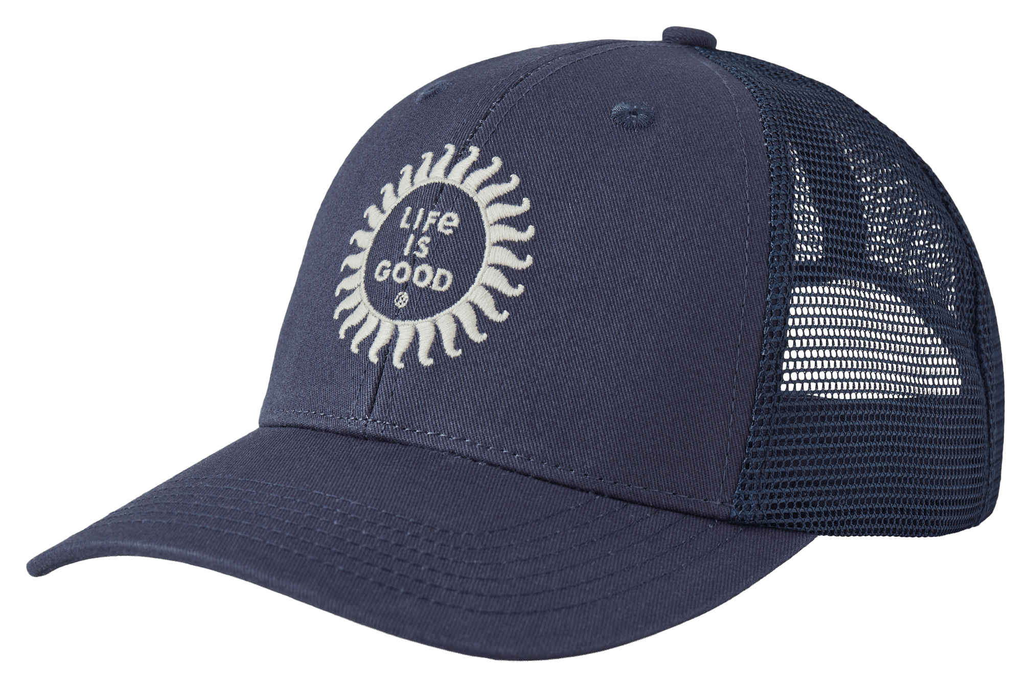 Image of Life is Good Woodblock Sun Trucker Cap