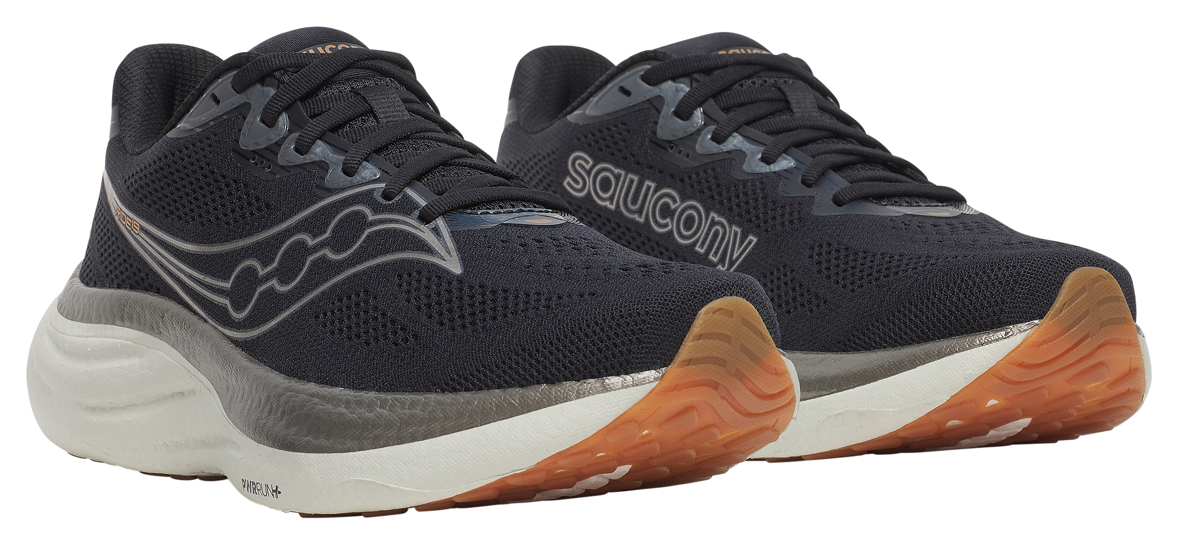 Image of Saucony Ride 19 Trail Running Shoes for Men - Black/Pewter - 10.5M