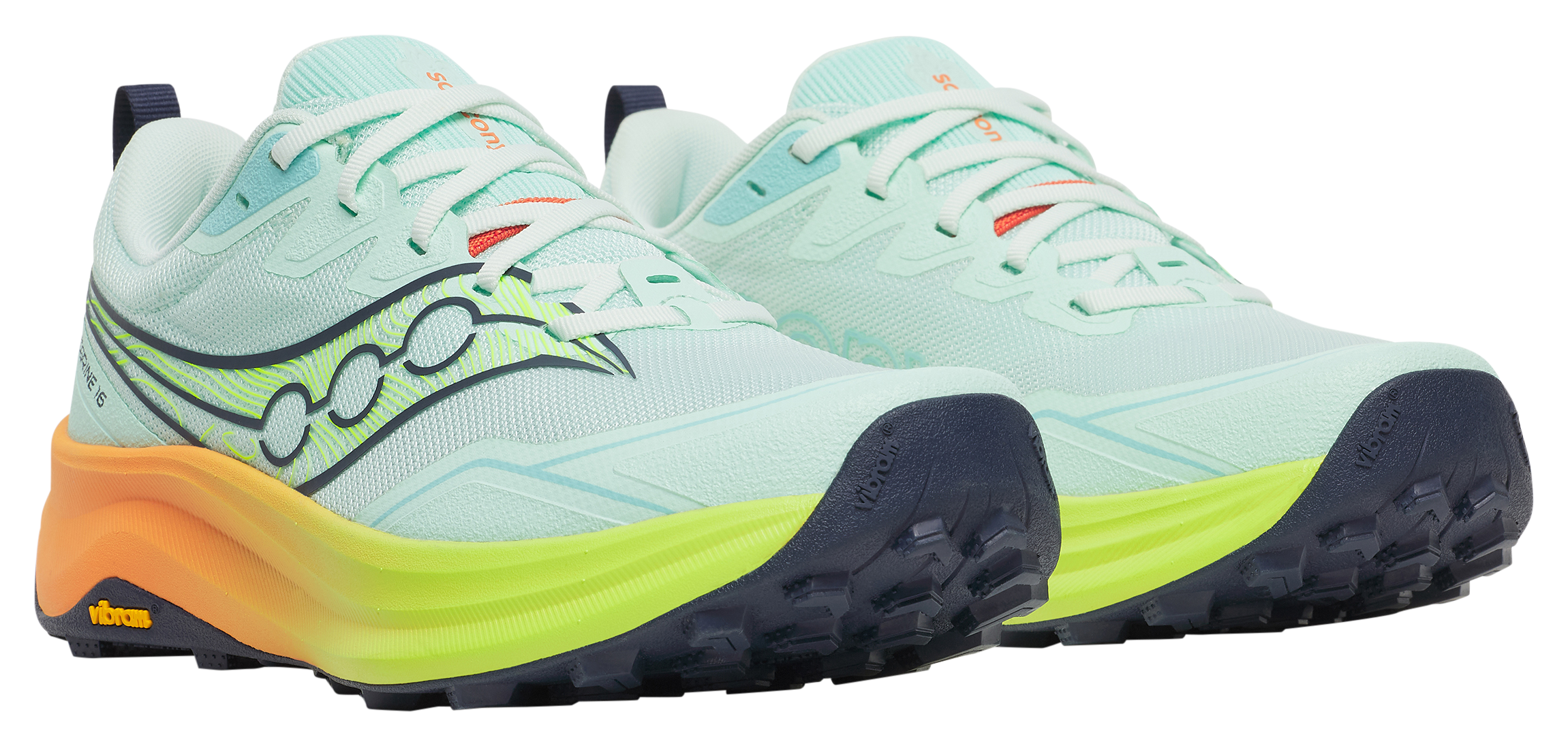 Image of Saucony Peregrine 16 Hiking Shoes for Women - Aqua/Citron - 8.5M