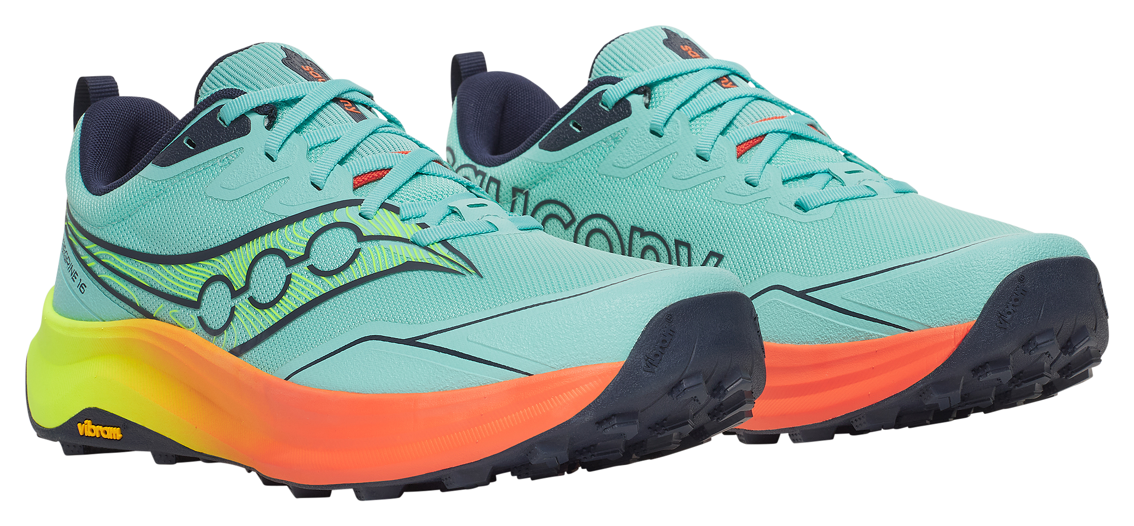 Image of Saucony Peregrine 16 Hiking Shoes for Men - Splash/Citron - 12M