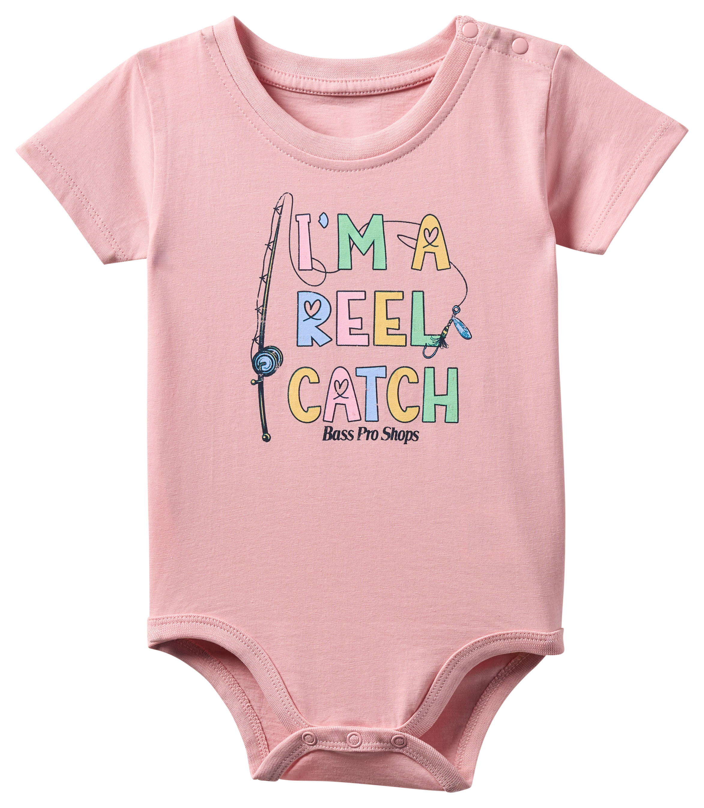 Image of Bass Pro Shops I'm a Reel Catch Short-Sleeve Bodysuit for Babies - Coral Blush