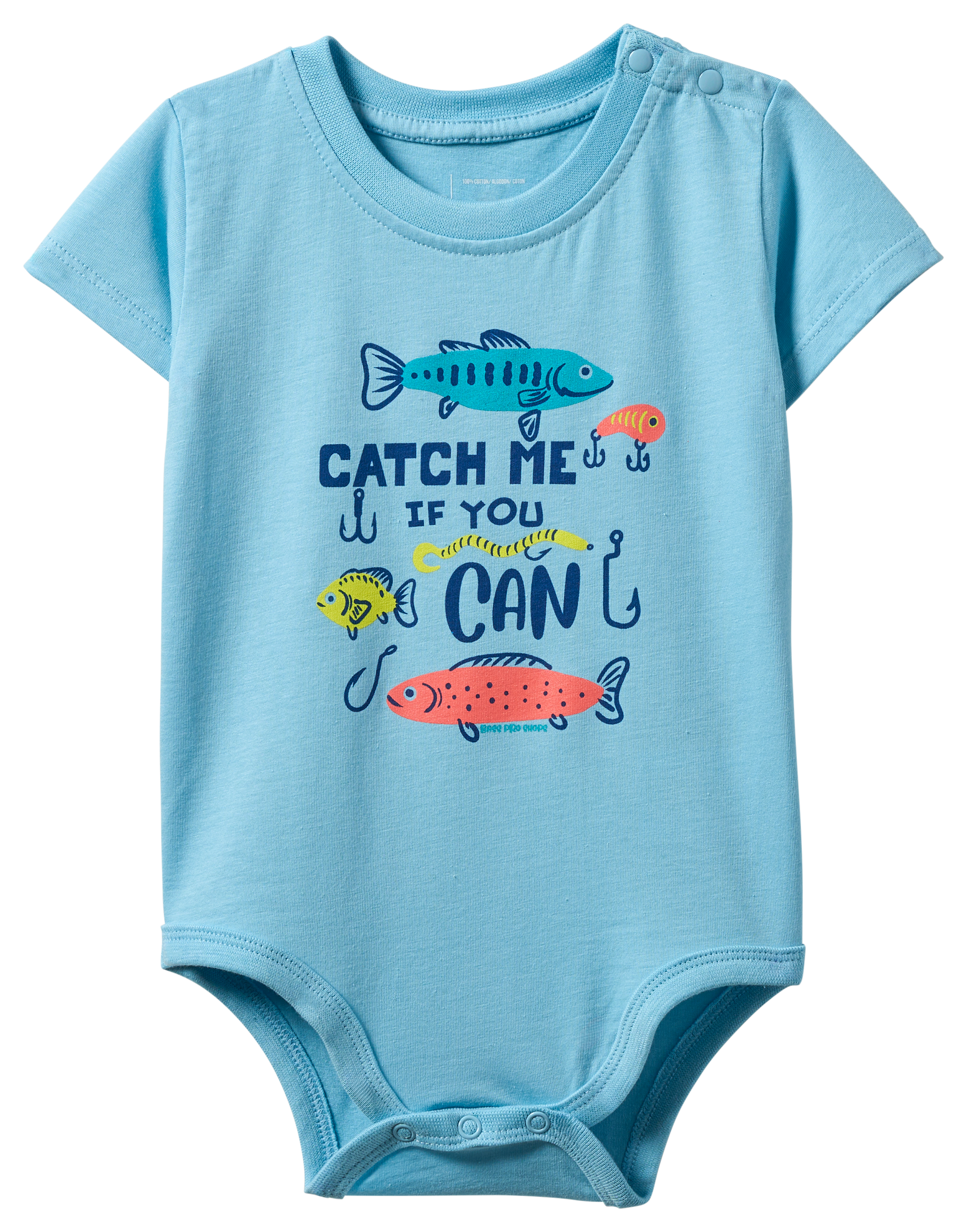 Image of Bass Pro Shops Catch Me If You Can Short-Sleeve Bodysuit for Babies - Sky Blue