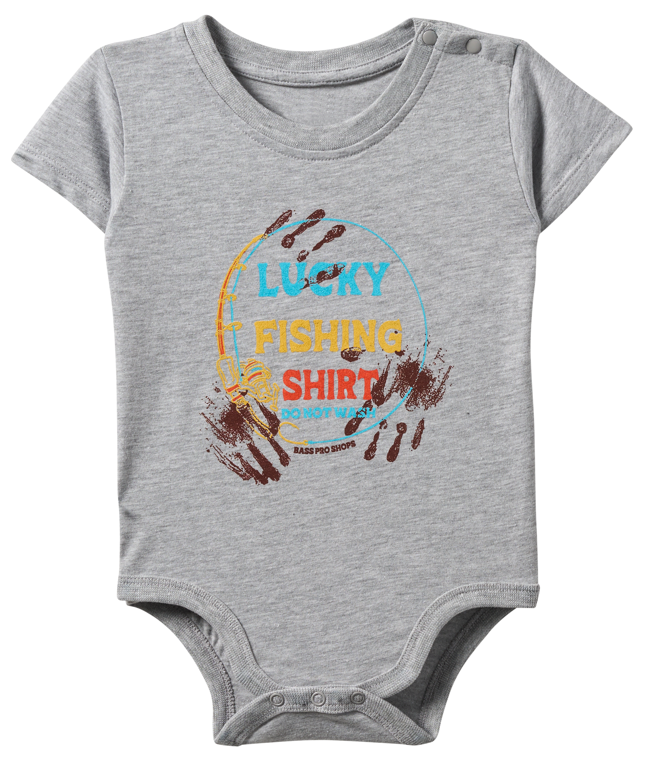 Image of Bass Pro Shops Lucky Fishing Shirt Short-Sleeve Bodysuit for Babies - Heather Gray - 12 Months