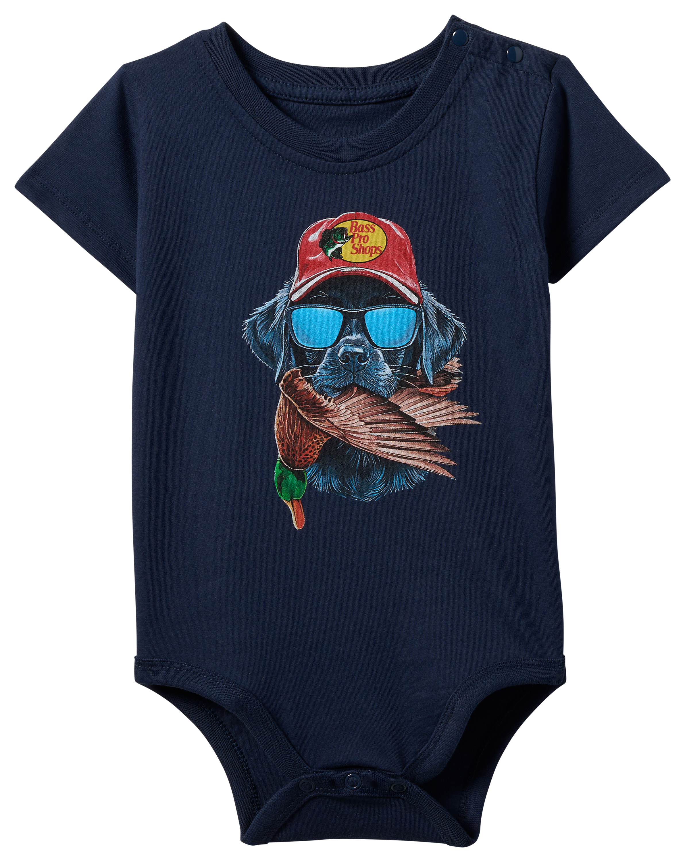 Image of Bass Pro Shops Hunting Dog Short-Sleeve Bodysuit for Babies - Navy