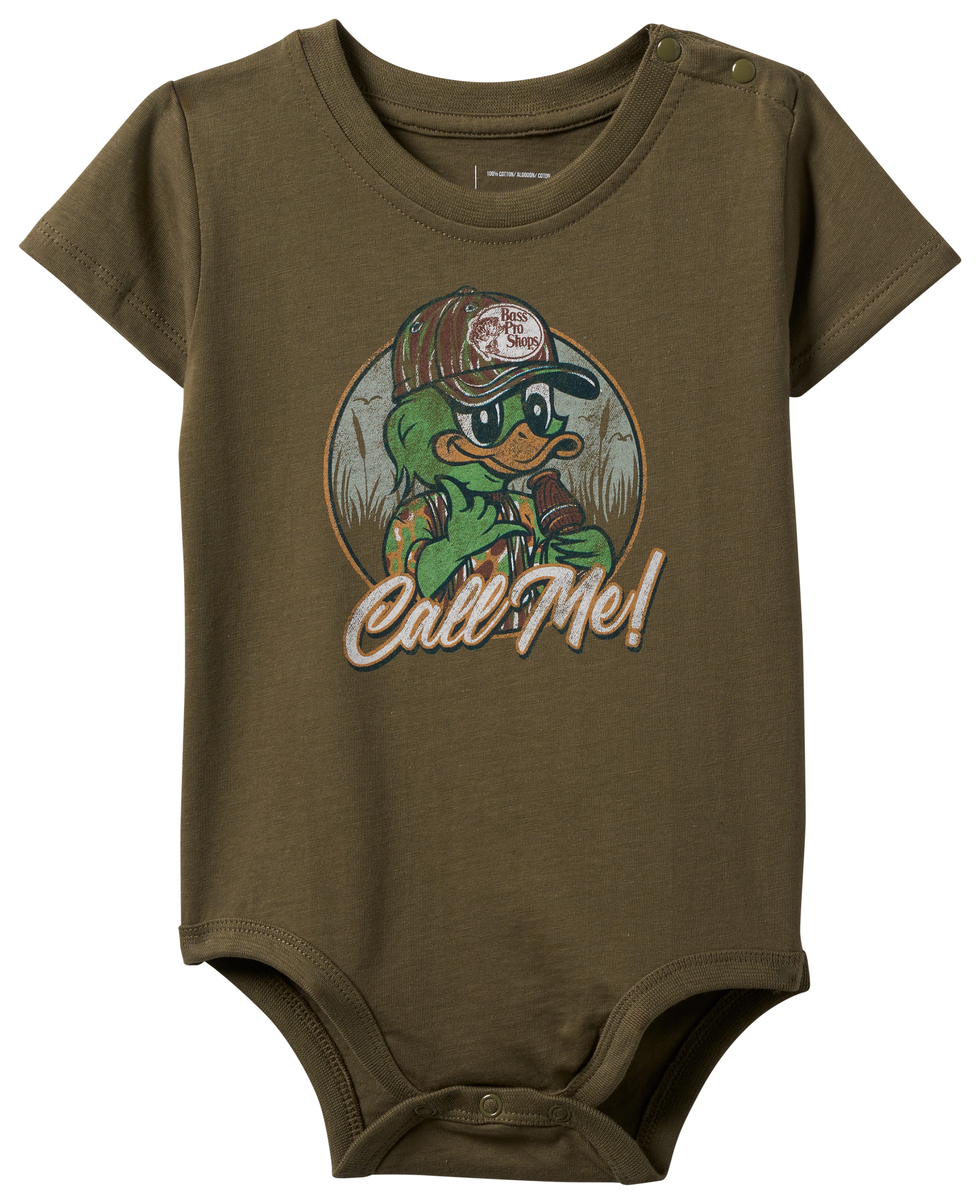 Image of Bass Pro Shops Call Me Short-Sleeve Bodysuit for Babies - Olive