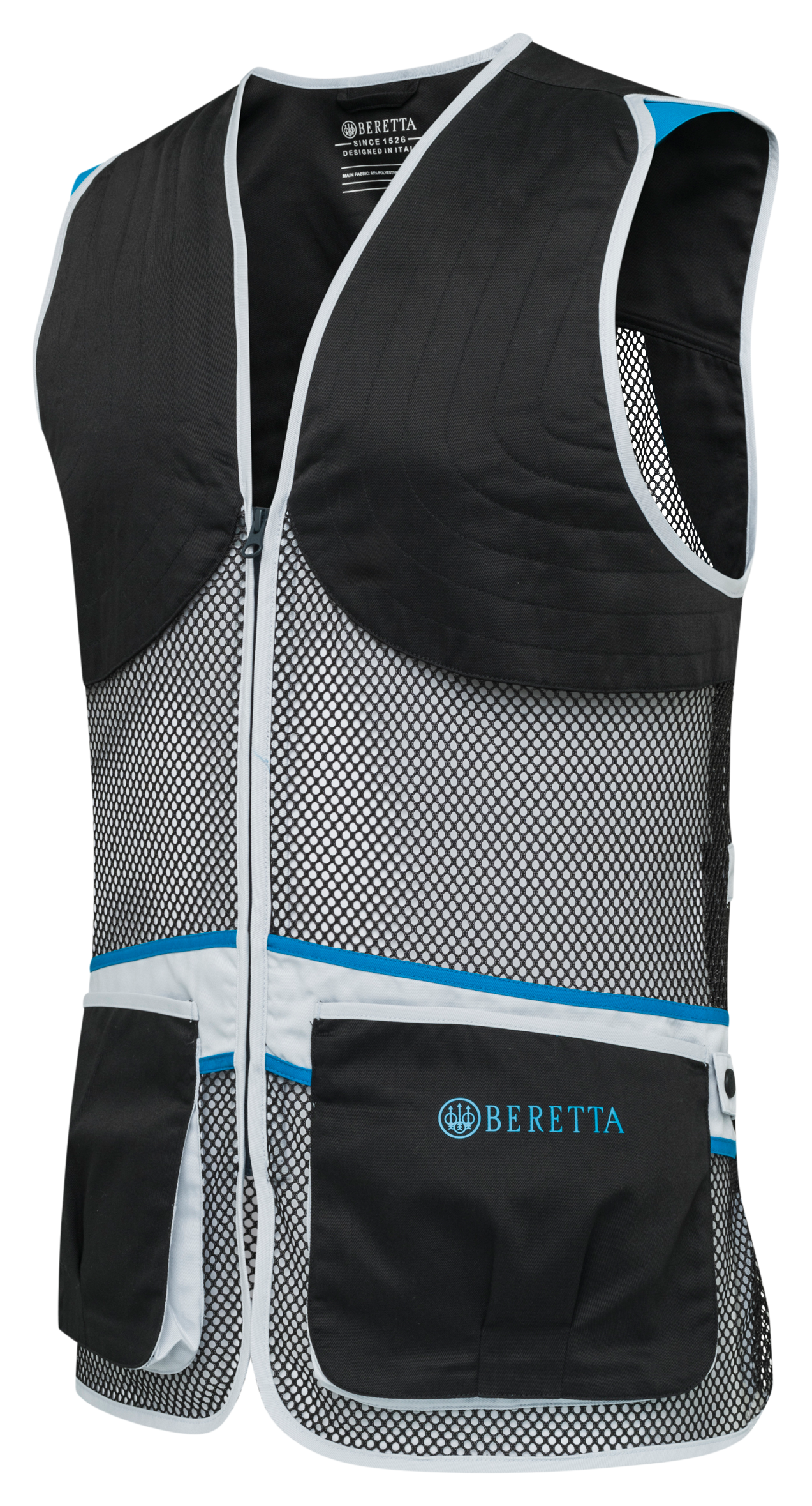 Image of Beretta Full-Mesh Shooting Vest - Black/Blue Excell