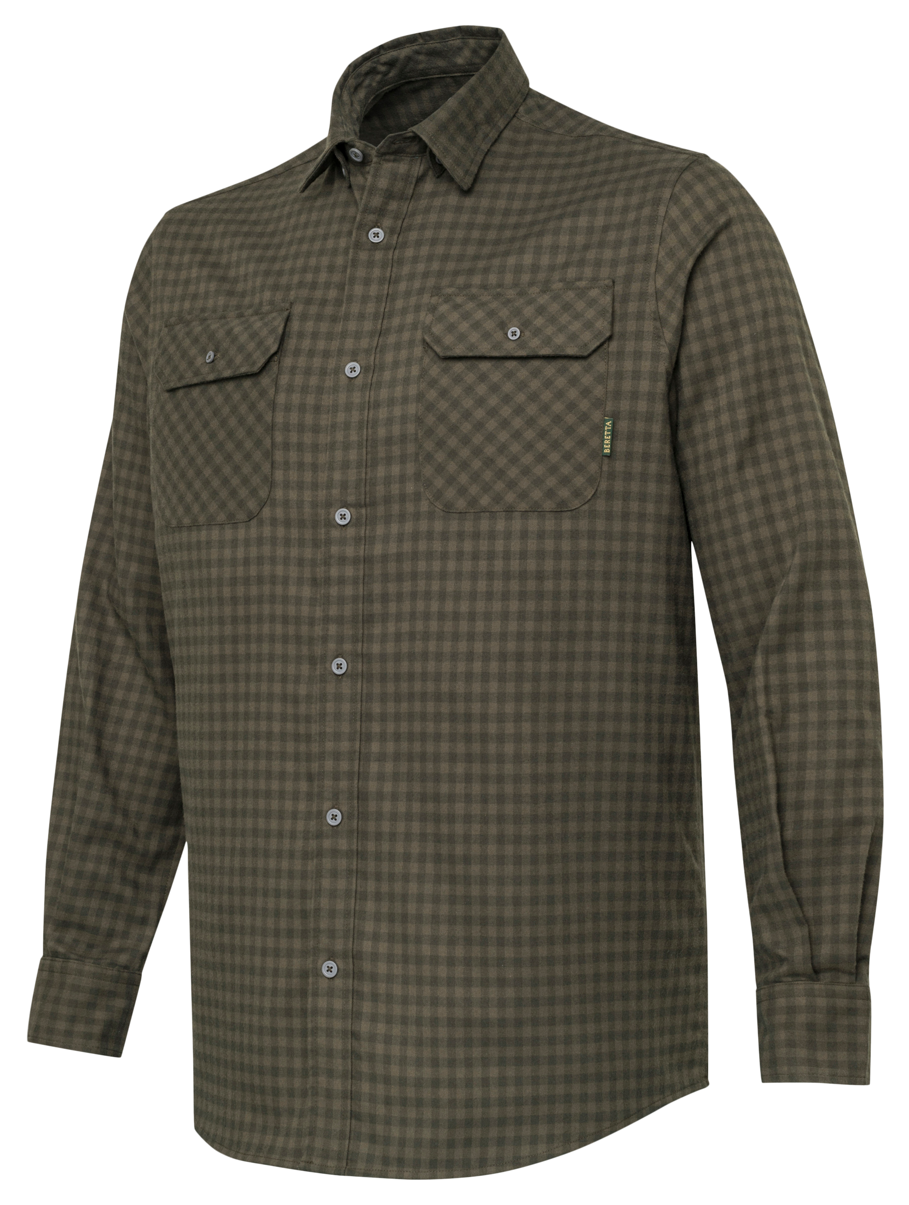 Image of Beretta Cadet Long-Sleeve Button-Down Shirt - Green/Brown Check