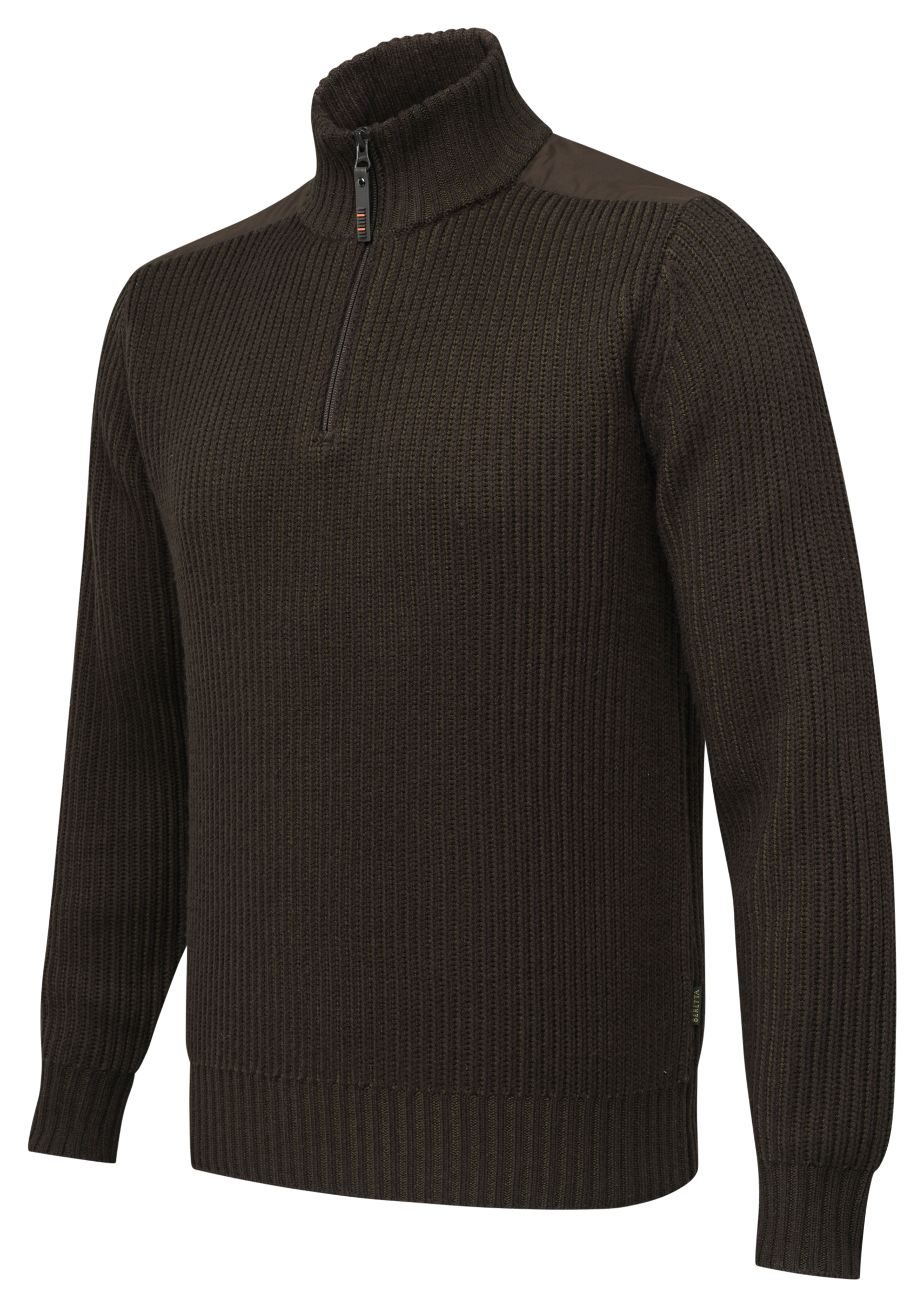 Image of Beretta Dover Tech Half-Zip Sweater - Brown Bark/Moss